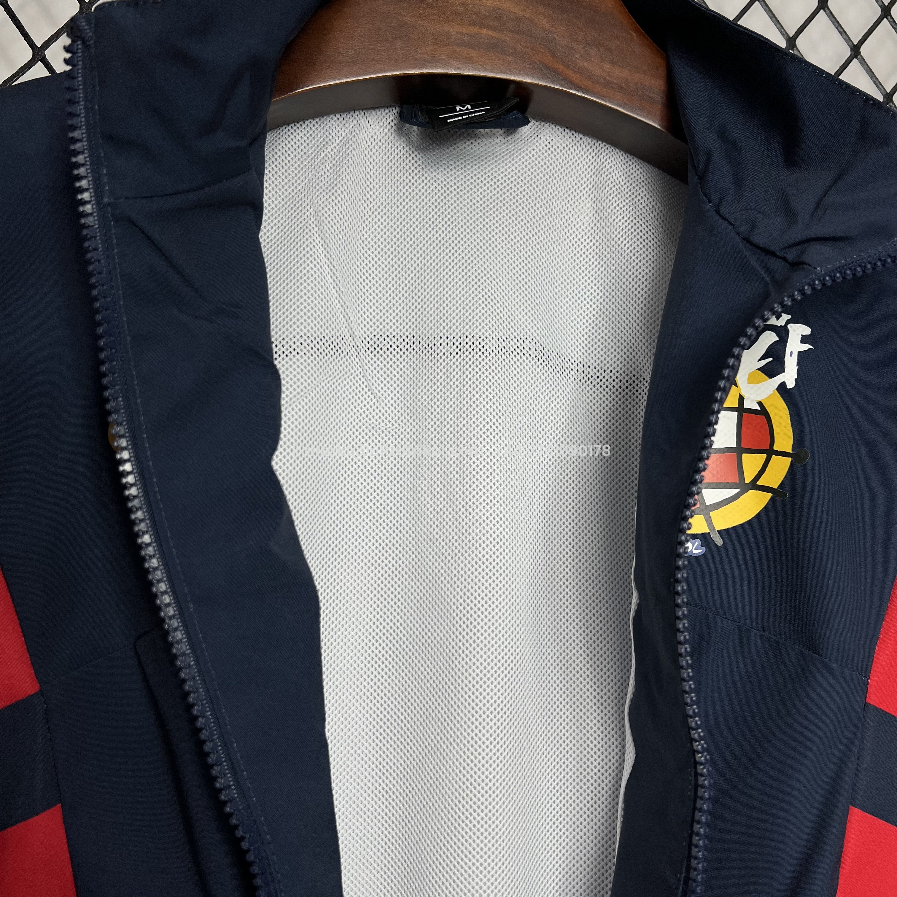 UltraTrikot-Spain 2024 Retro Style Player Windbreaker Jacket - Deep Blue