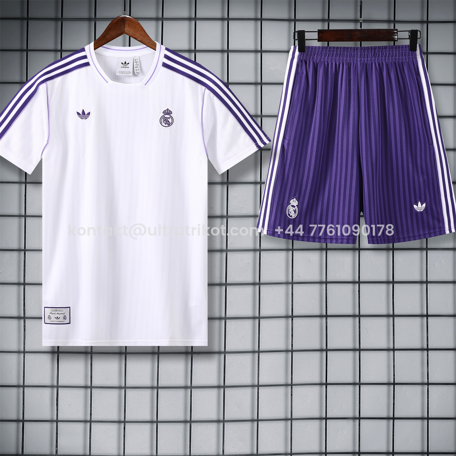 UltraTrikot-Real Madrid 25-26 Short-Sleeve Training Set - Purple And White Top & Purple Shorts