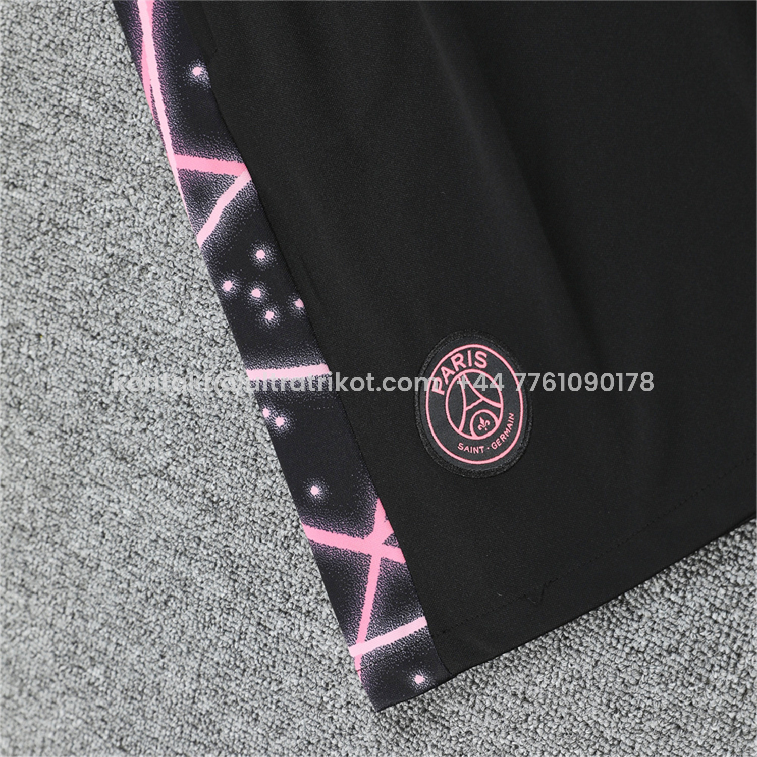 UltraTrikot-Paris Saint-Germain PSG 25-26 Vest Training Set - Pink Fluorescent Rays Black Vest & Black Shorts