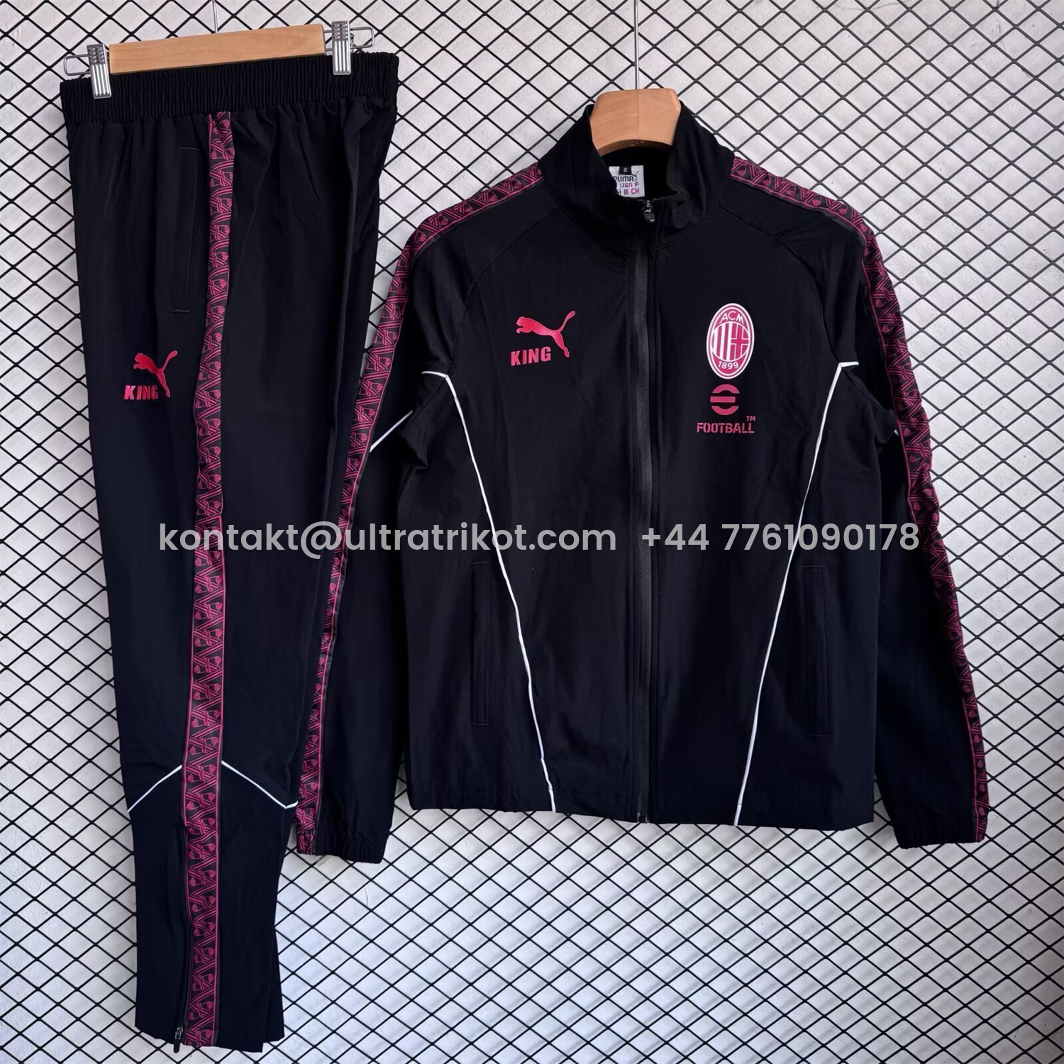 UltraTrikot-AC Milan 25-26 Windbreaker Training Set - Red Black Top and Pants