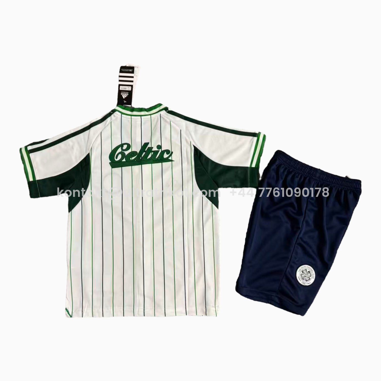UltraTrikot-Celtic 25-26 White With Green Lines Baseball Kids Kit