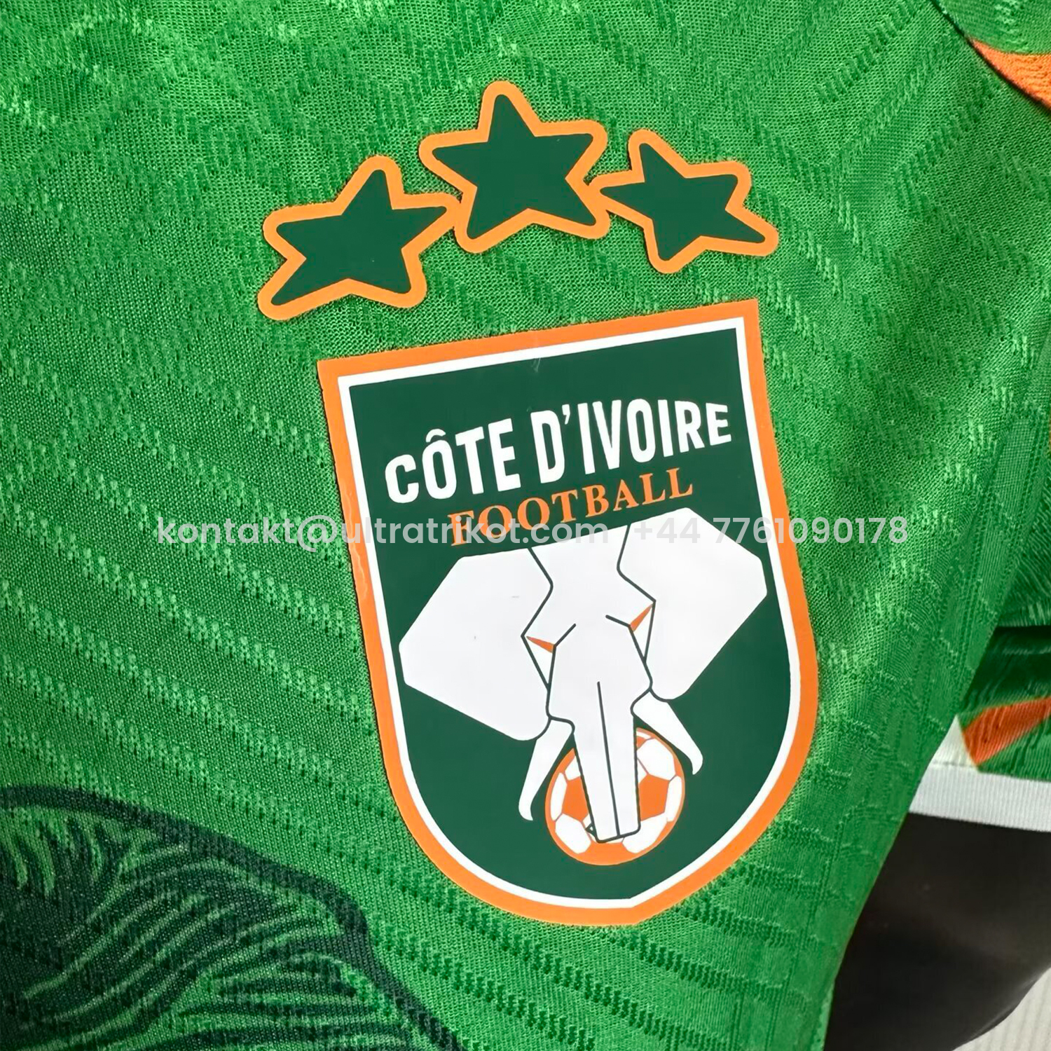 UltraTrikot-Ivory Coast 25-26 Elephant And Kid Green Jersey - Player Version