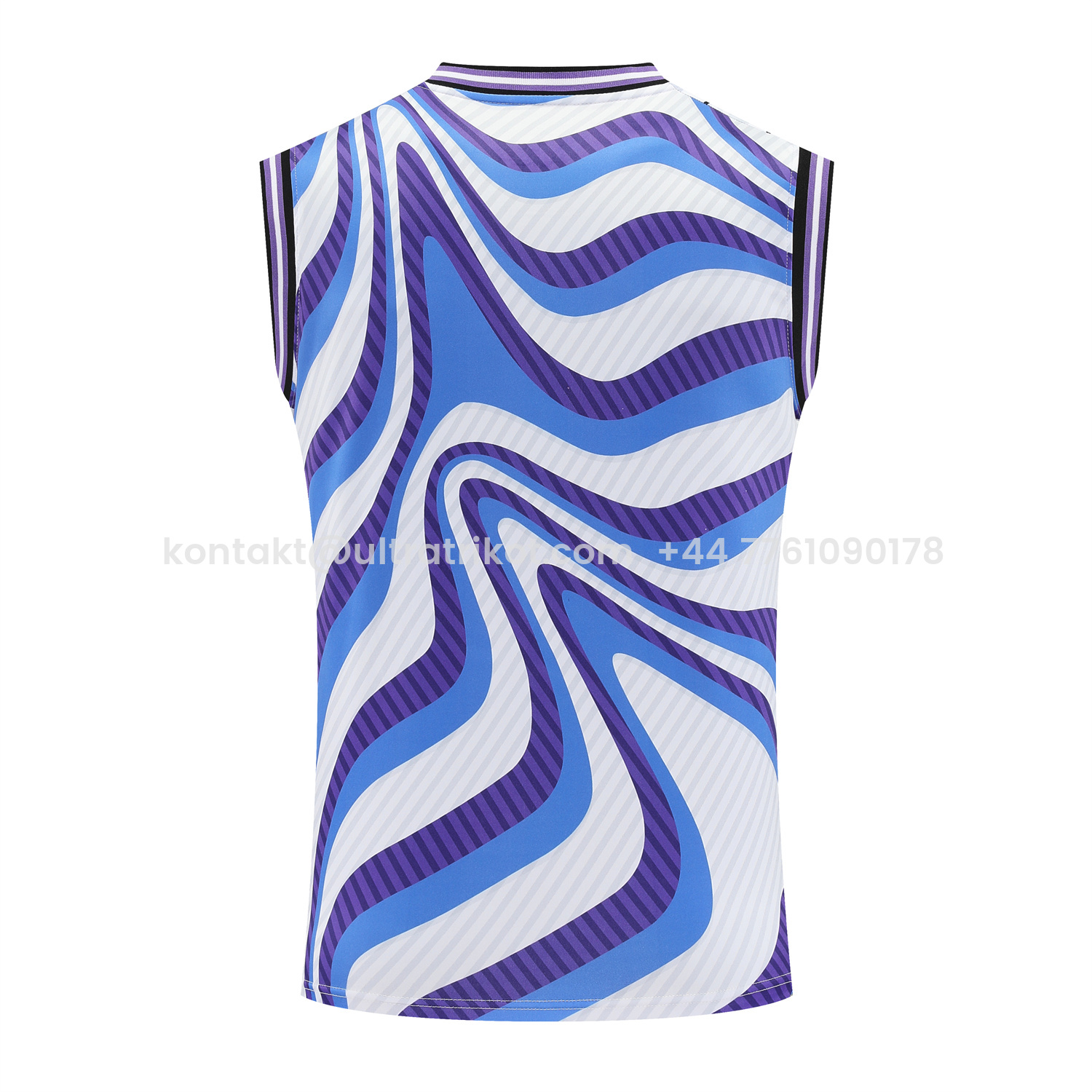 UltraTrikot-Real Madrid 25-26 Vest Training Set - Blue Purple Curve Pattern Vest & Black Shorts