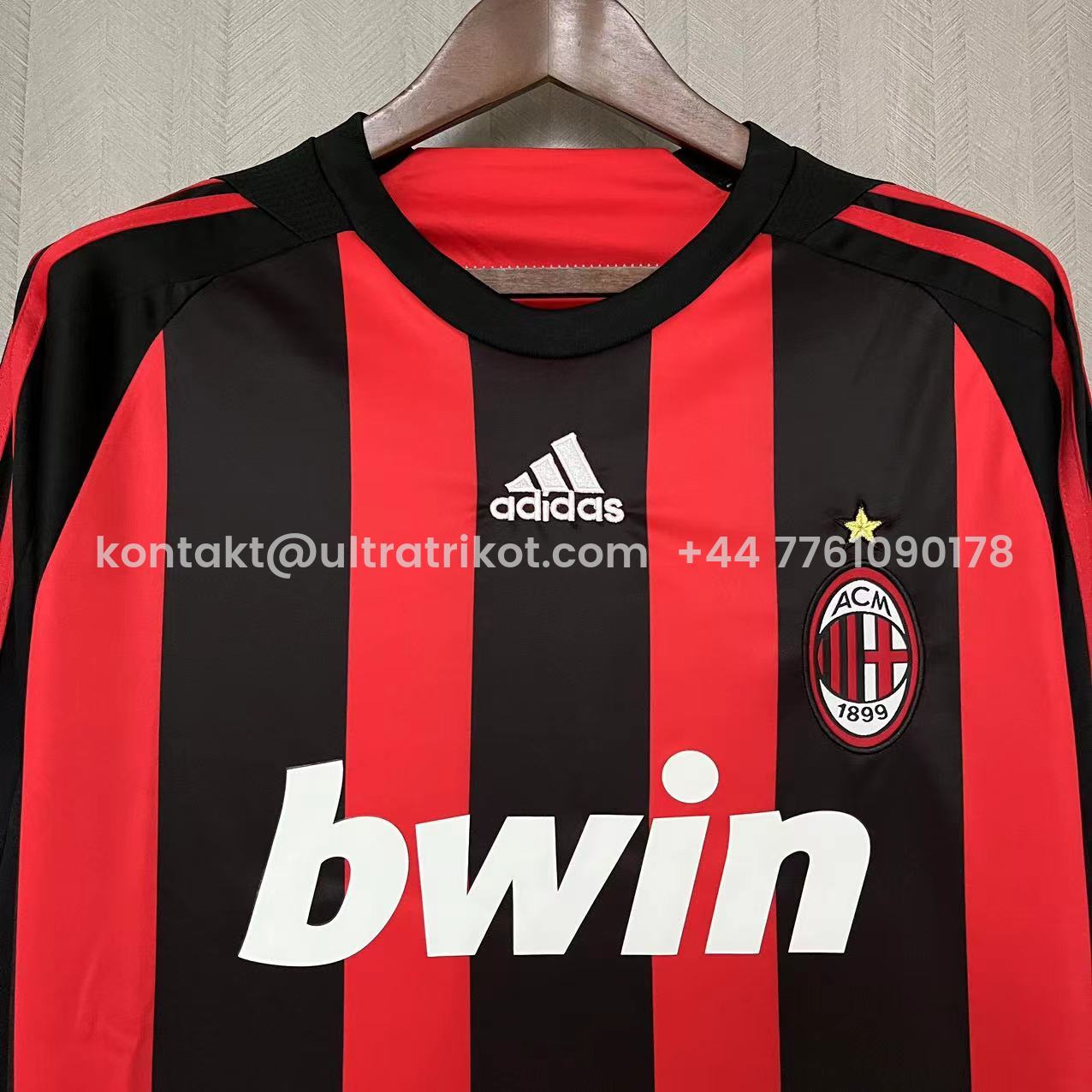 UltraTrikot-Retro AC Milan 2008-09 Home Long Sleeve Jersey
