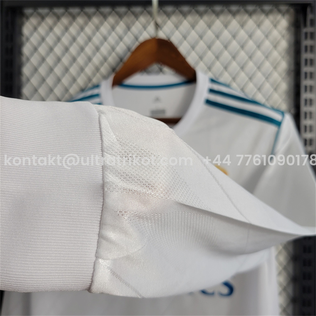 UltraTrikot-Retro Real Madrid 17-18 Home Long Sleeve Jersey - with Champions League Final Final