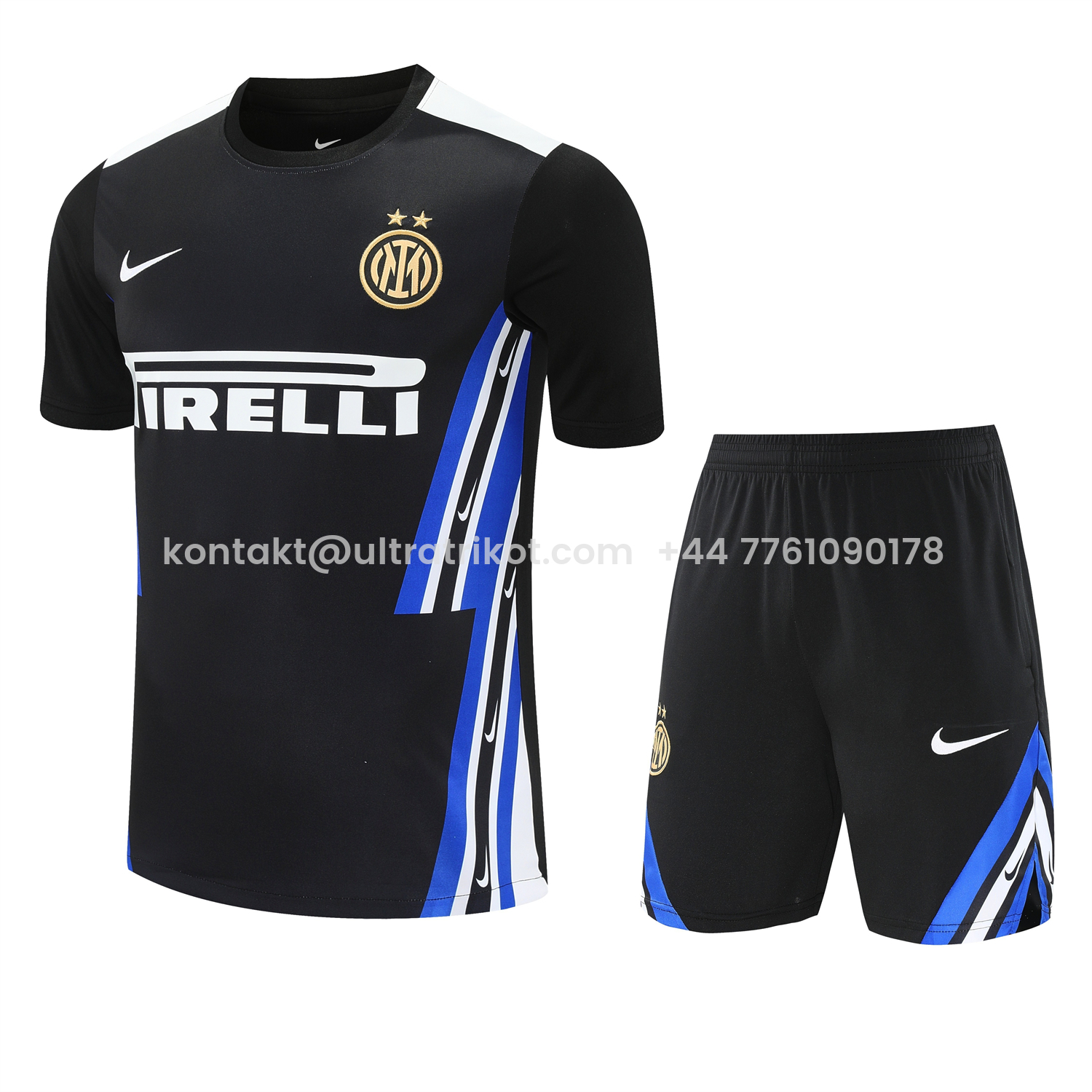 UltraTrikot-Inter Milan 25-26 Short-Sleeve Training Set - Black Top & Black Shorts
