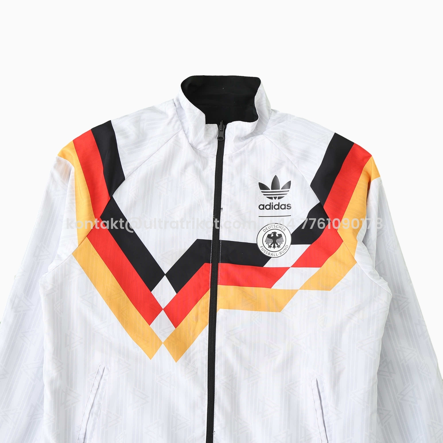 UltraTrikot-Retro Germany 1990 Double Sided Reversible Windbreaker - White & Black