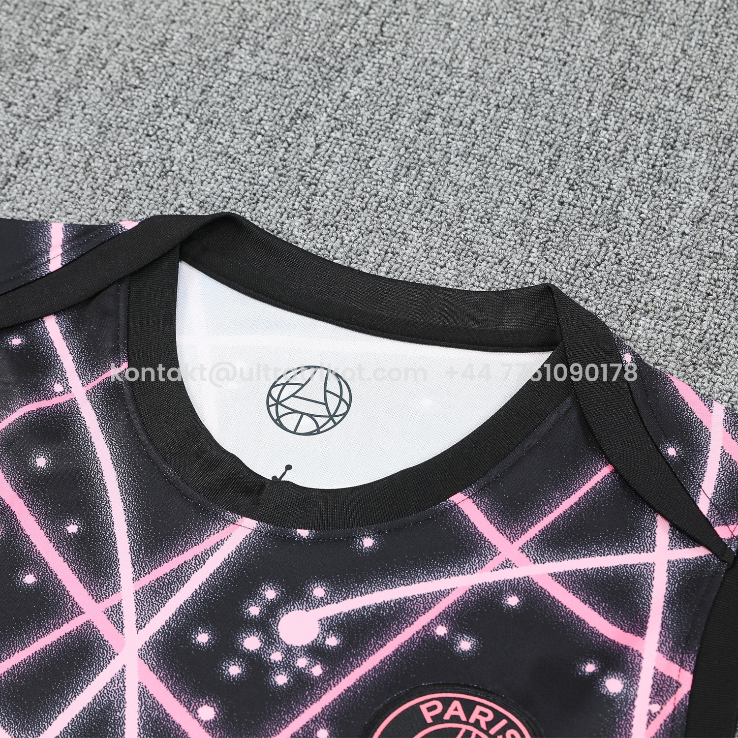 UltraTrikot-Paris Saint-Germain PSG 25-26 Vest Training Set - Pink Fluorescent Rays Black Vest & Black Shorts
