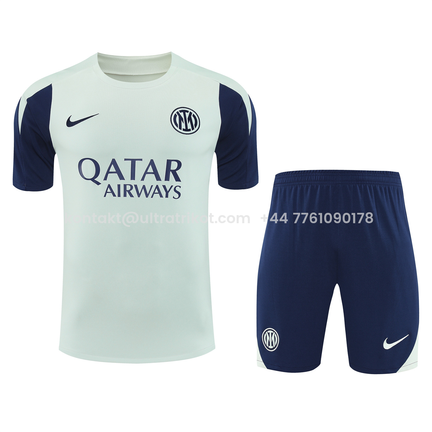 UltraTrikot-Inter Milan 25-26 Short-Sleeve Training Set - Blue Sleeve White Top & Blue Shorts