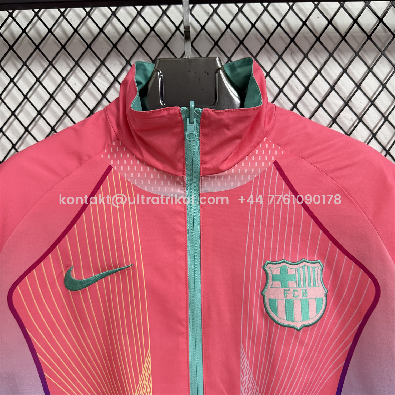 UltraTrikot-Barcelona 25-26 Double Sided Reversible Windbreaker - Green & Pink
