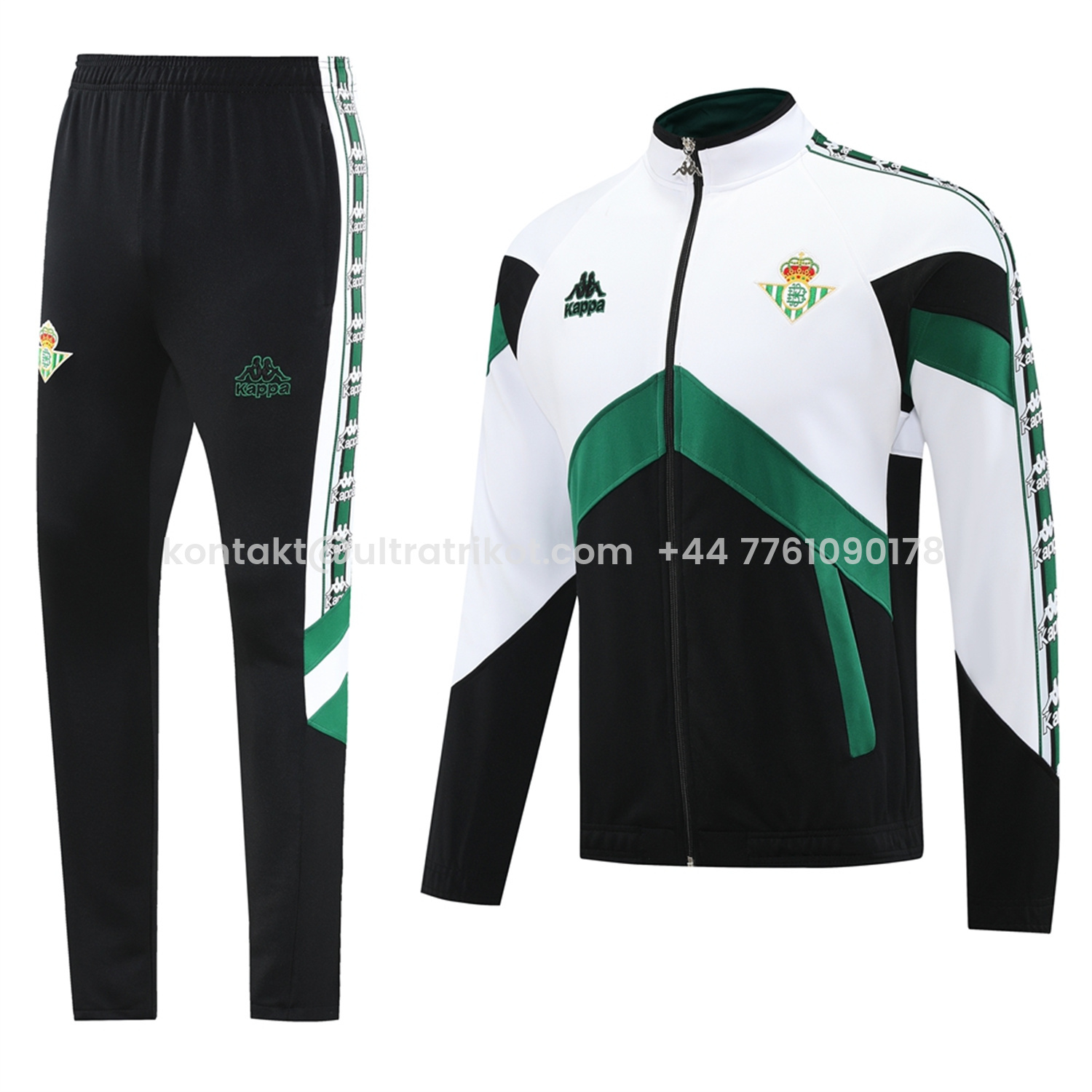 UltraTrikot-Real Betis 25-26 Jacket Training Tracksuit - Green White Black Throwback Jackets & Black Pants
