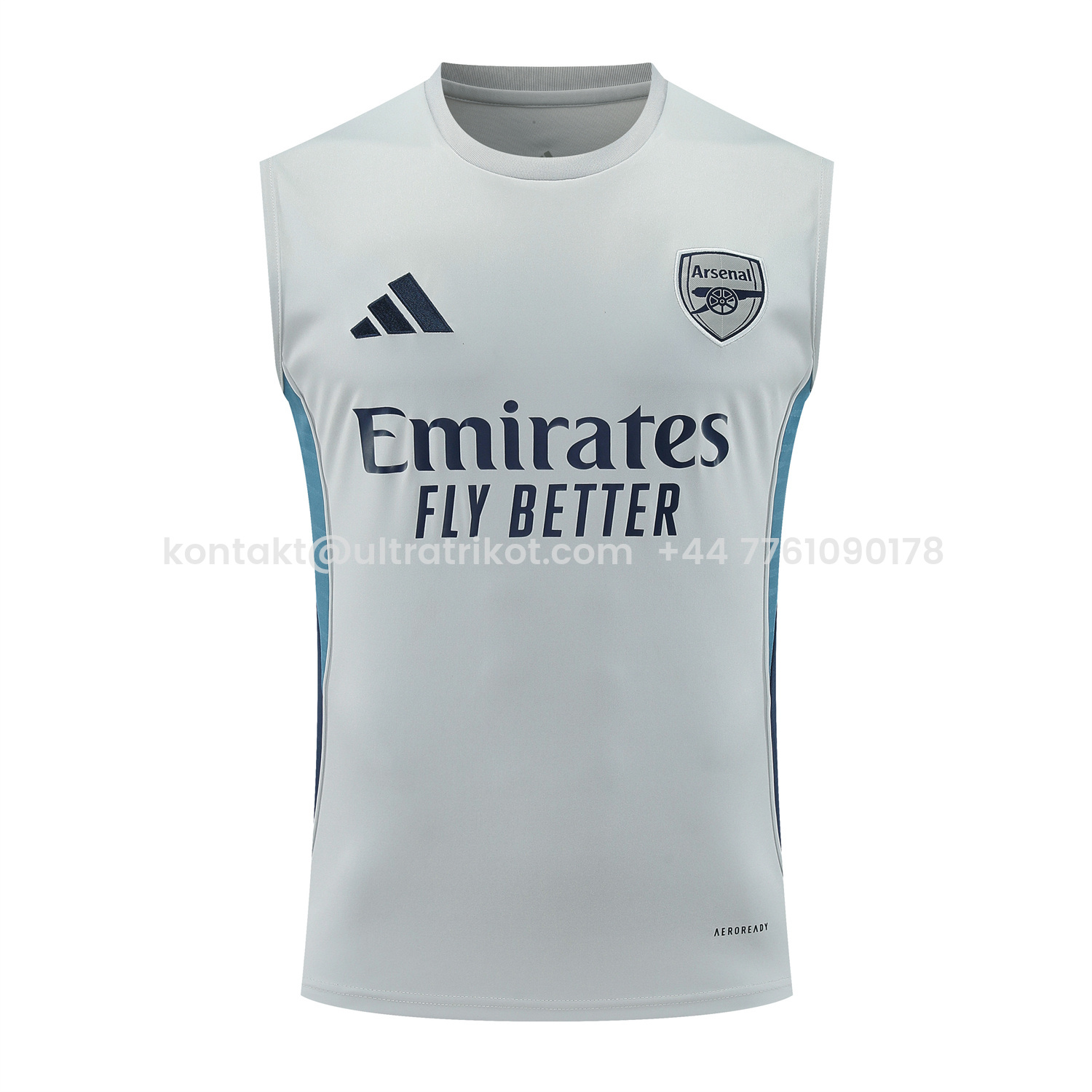 UltraTrikot-Arsenal 25-26 Vest Training Set - Grey Top & Deep Blue Shorts