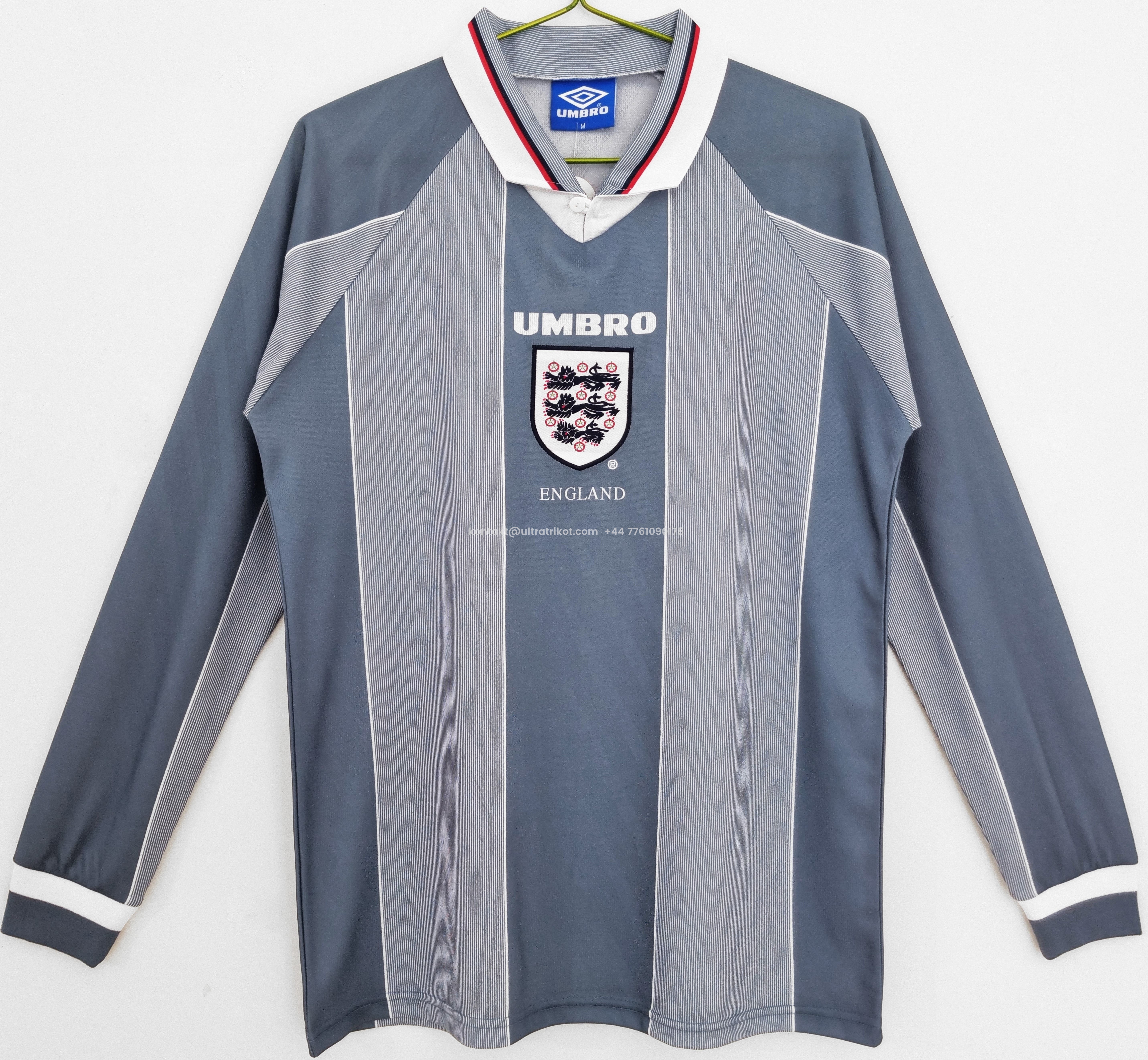 UltraTrikot-Retro England 1996 Away Stadium Long Sleeve Jersey