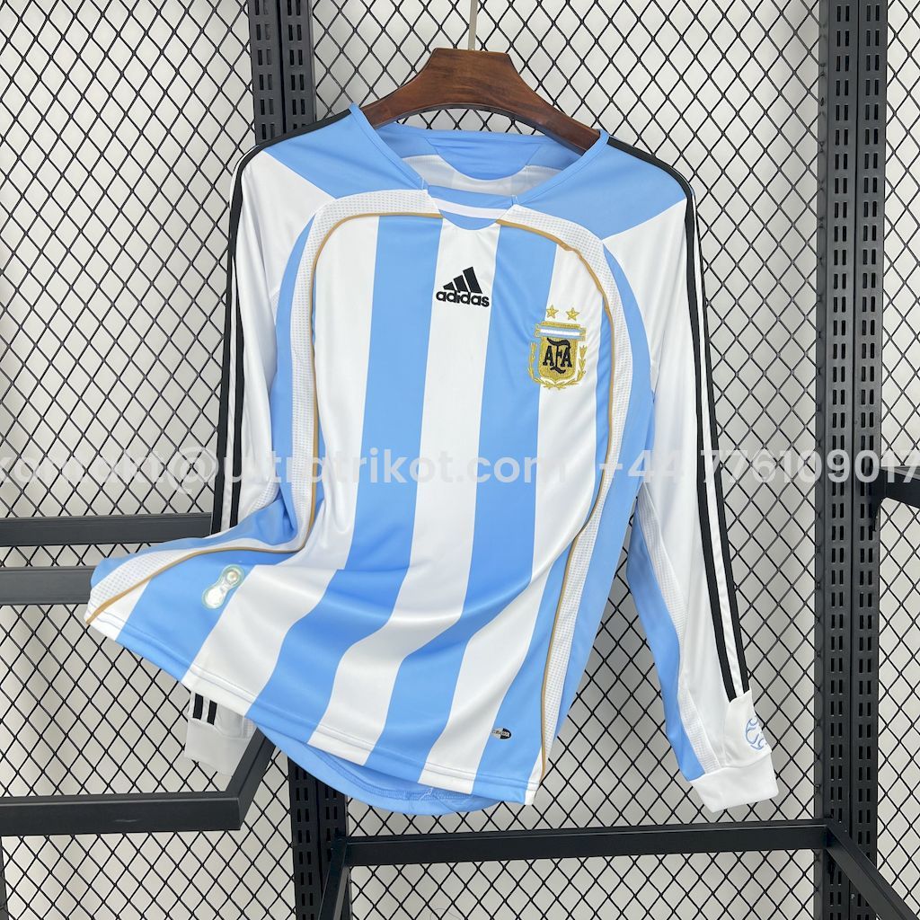 UltraTrikot-Retro Argentina 2006 Home Long Sleeves Jersey