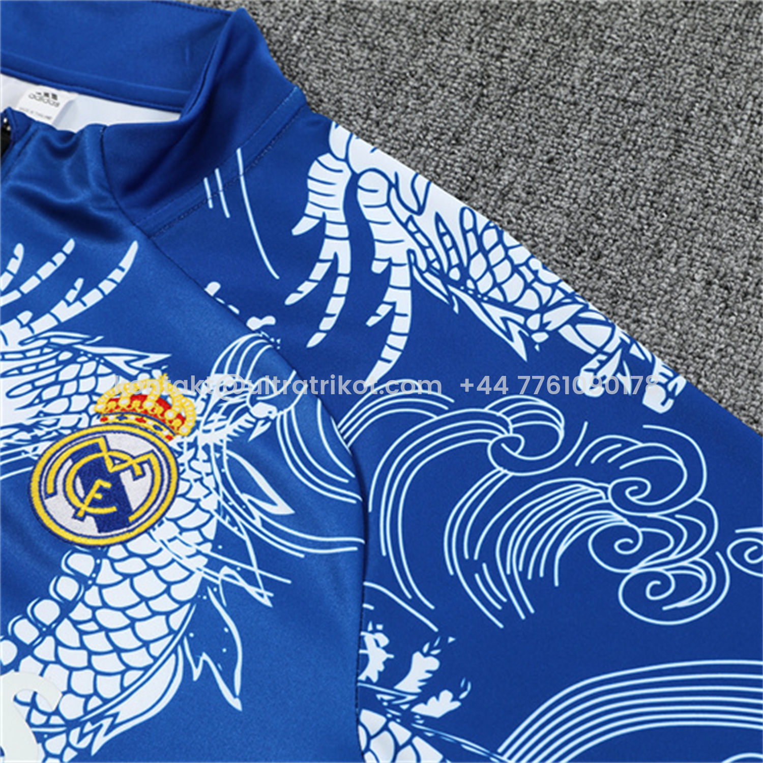 UltraTrikot-Real Madrid 25-26 Long Sleeve Training Set - White Loong Black Blue Top and Black Pants
