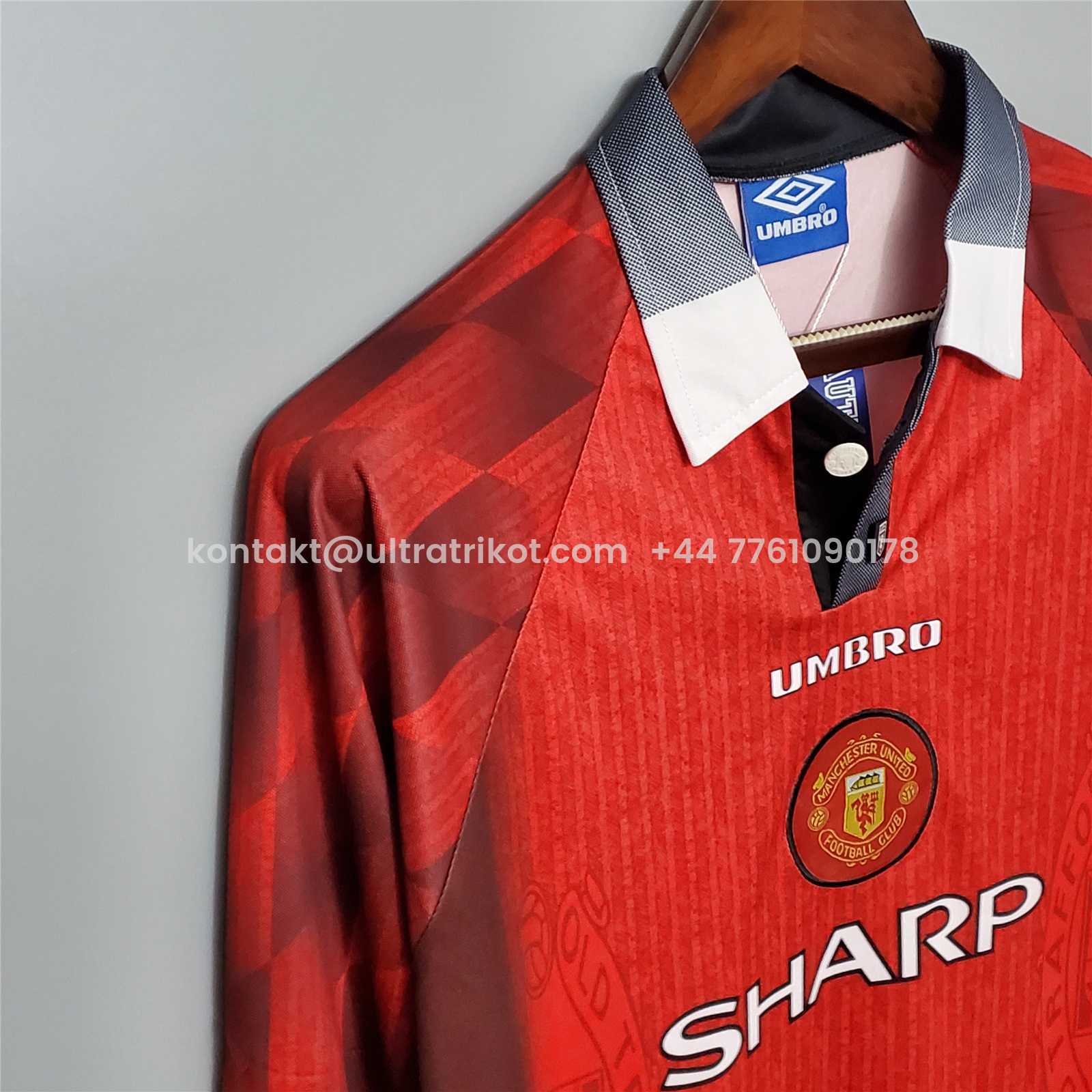 UltraTrikot-Retro Manchester United 96-97 Home Long Sleeve Jersey