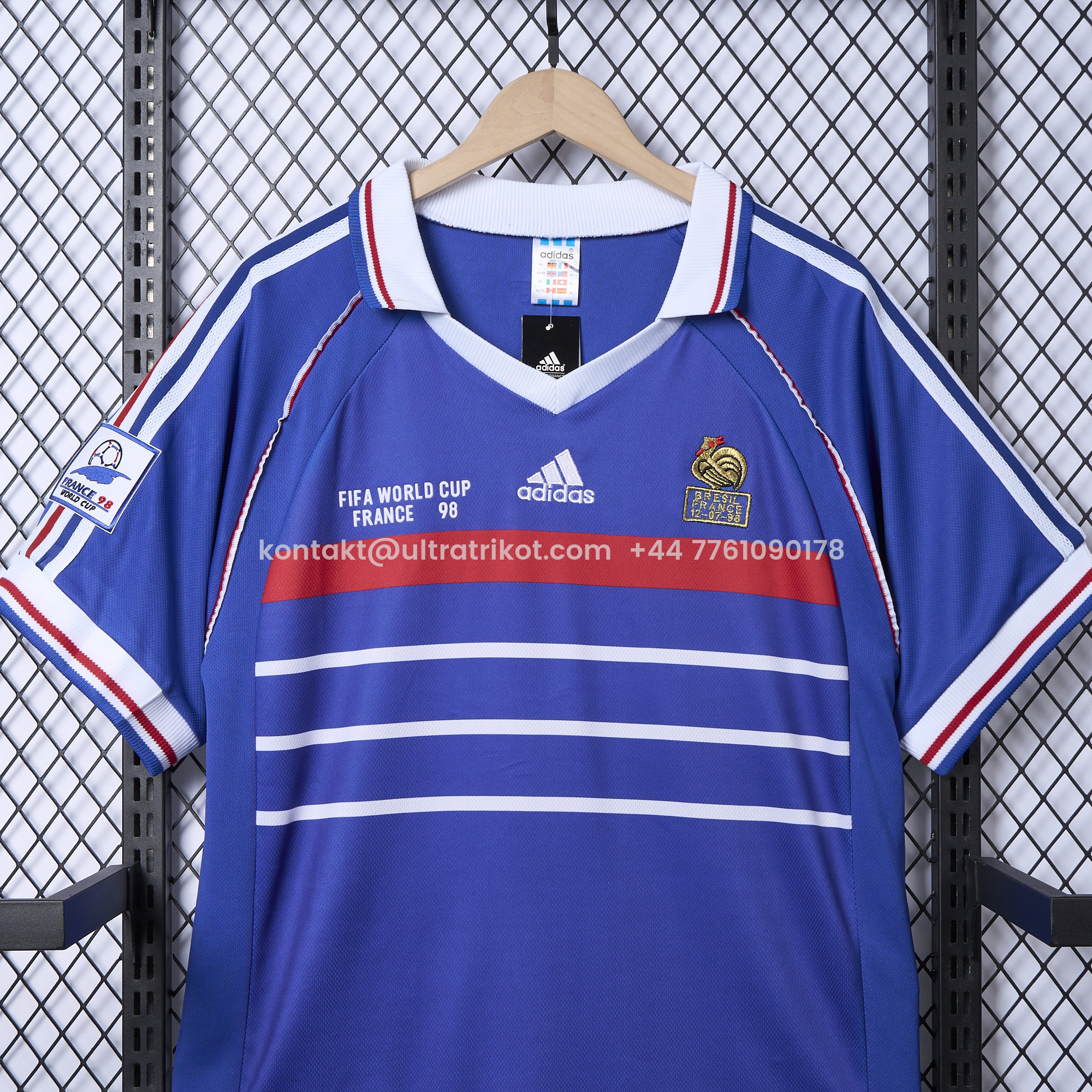 UltraTrikot-Retro France 1998 Home Stadium Jersey (with 1998 World Cup mark on right chest)