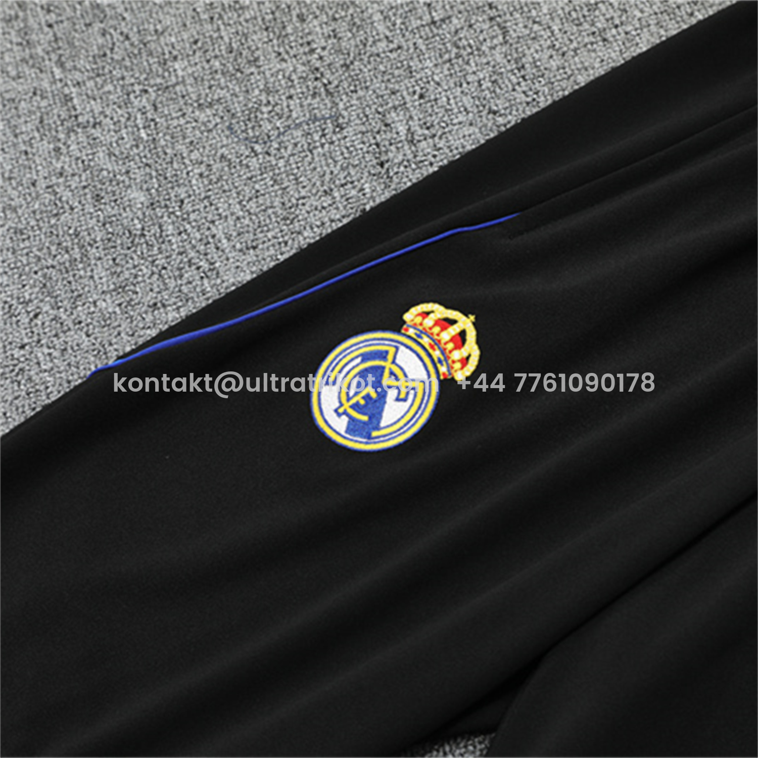 UltraTrikot-Real Madrid 25-26 Kids Long Sleeve Training Set - White Loong Black Blue Top and Black Pants