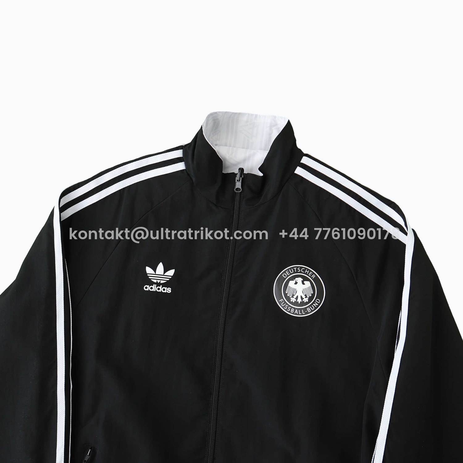 UltraTrikot-Retro Germany 1990 Double Sided Reversible Windbreaker - White & Black
