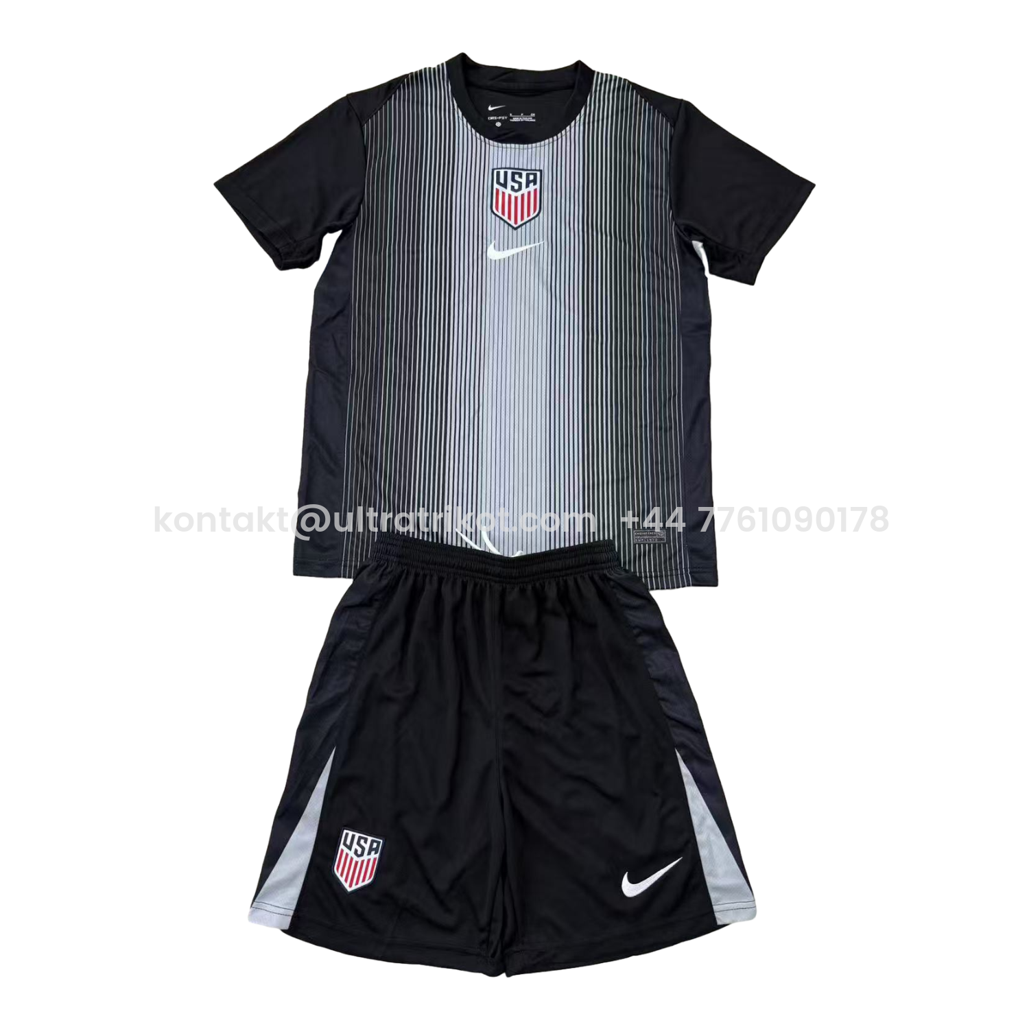 UltraTrikot-United States USA 25-26 Black Goalkeeper Men's Adult Jersey Set - Fans Version