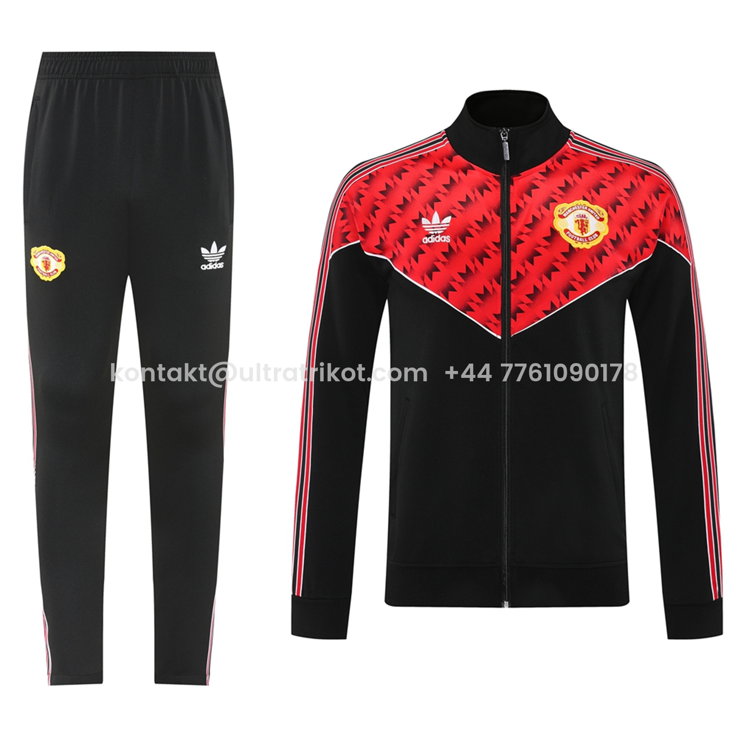 UltraTrikot-Manchester United 25-26 Bring Back 1991 Jacket Training Tracksuit - Black and Red