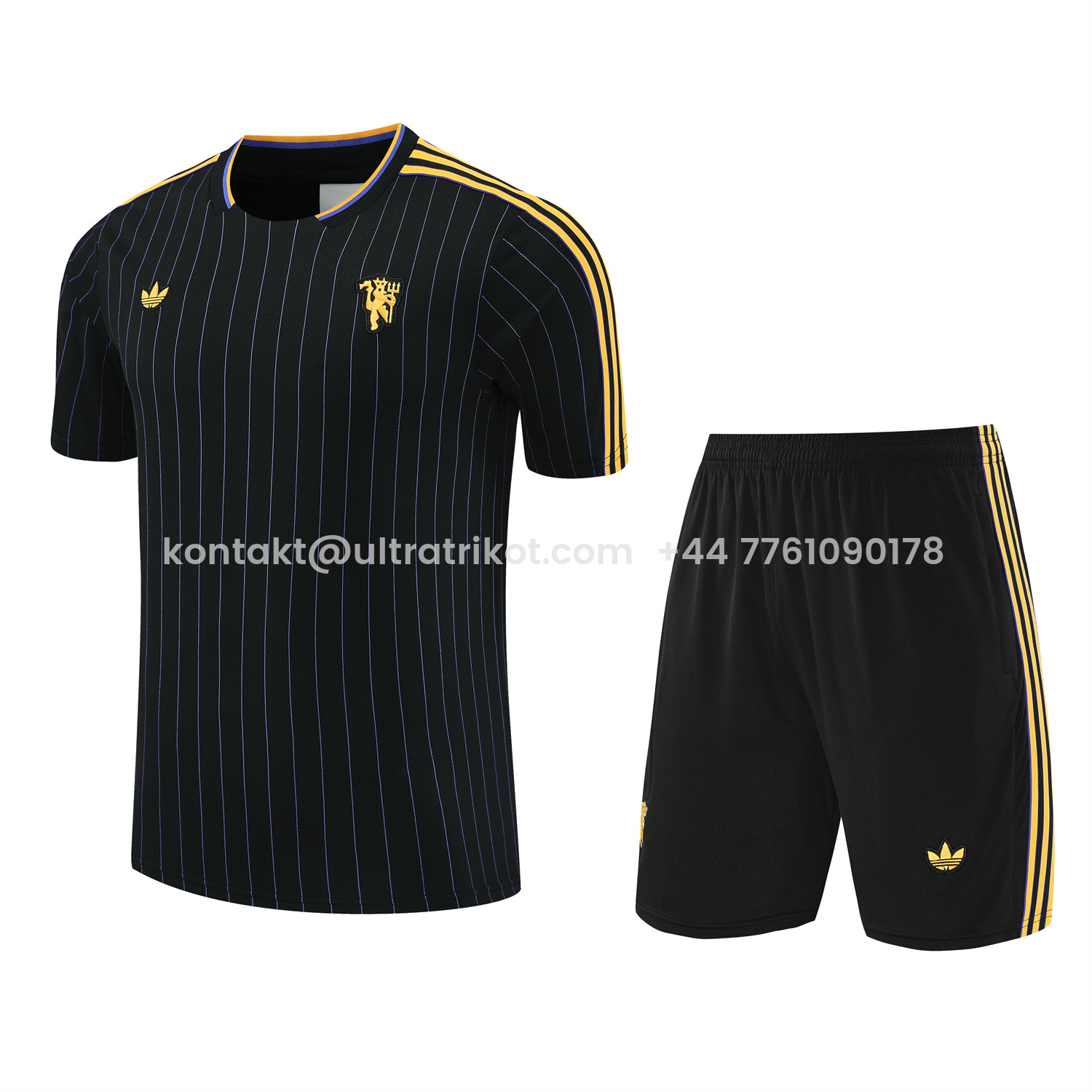 UltraTrikot-Manchester United 25-26 Short-Sleeve Training Set - Black Top & Black Shorts