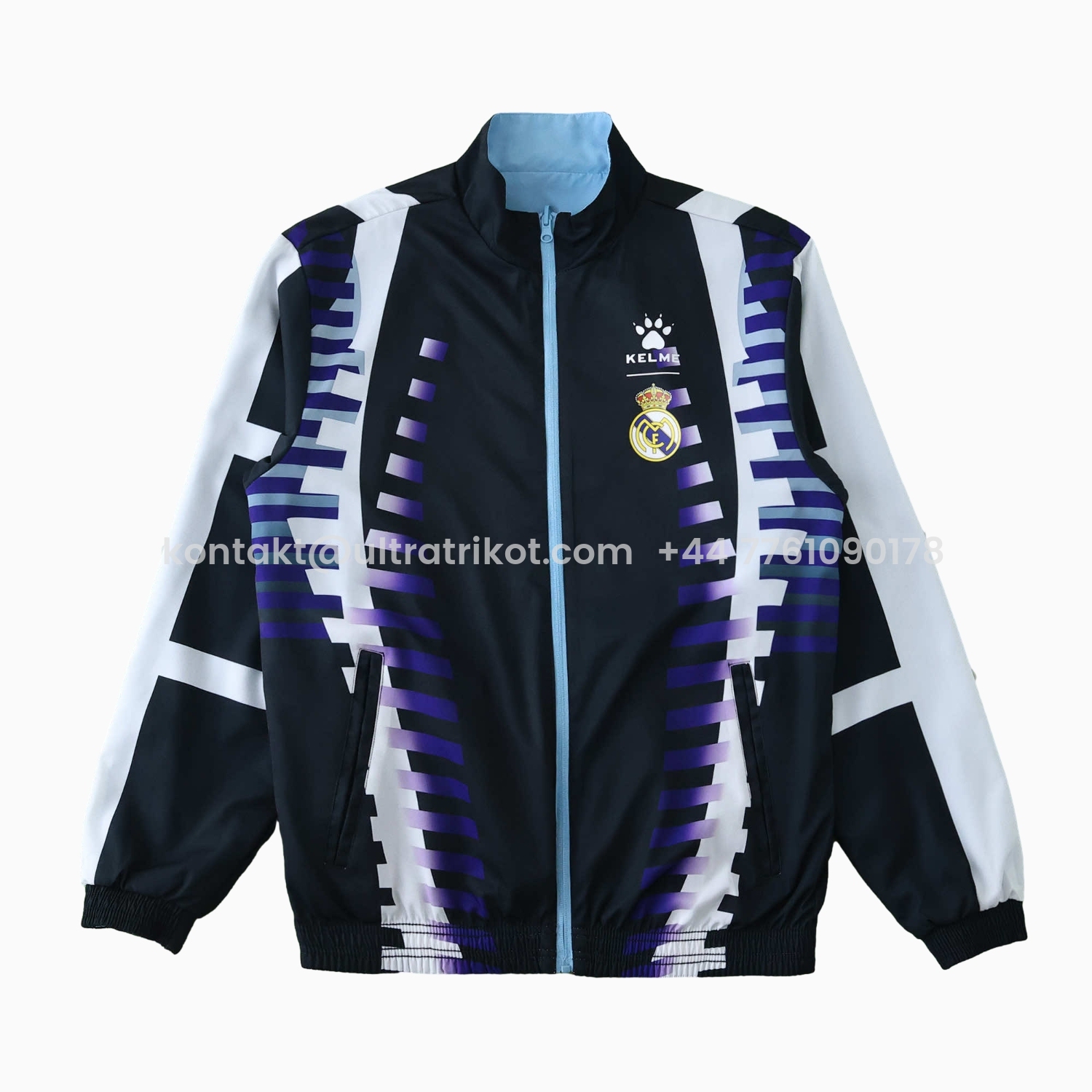 UltraTrikot-Retro Real Madrid 1997-98 Third Double Sided Reversible Windbreaker - Black & Blue
