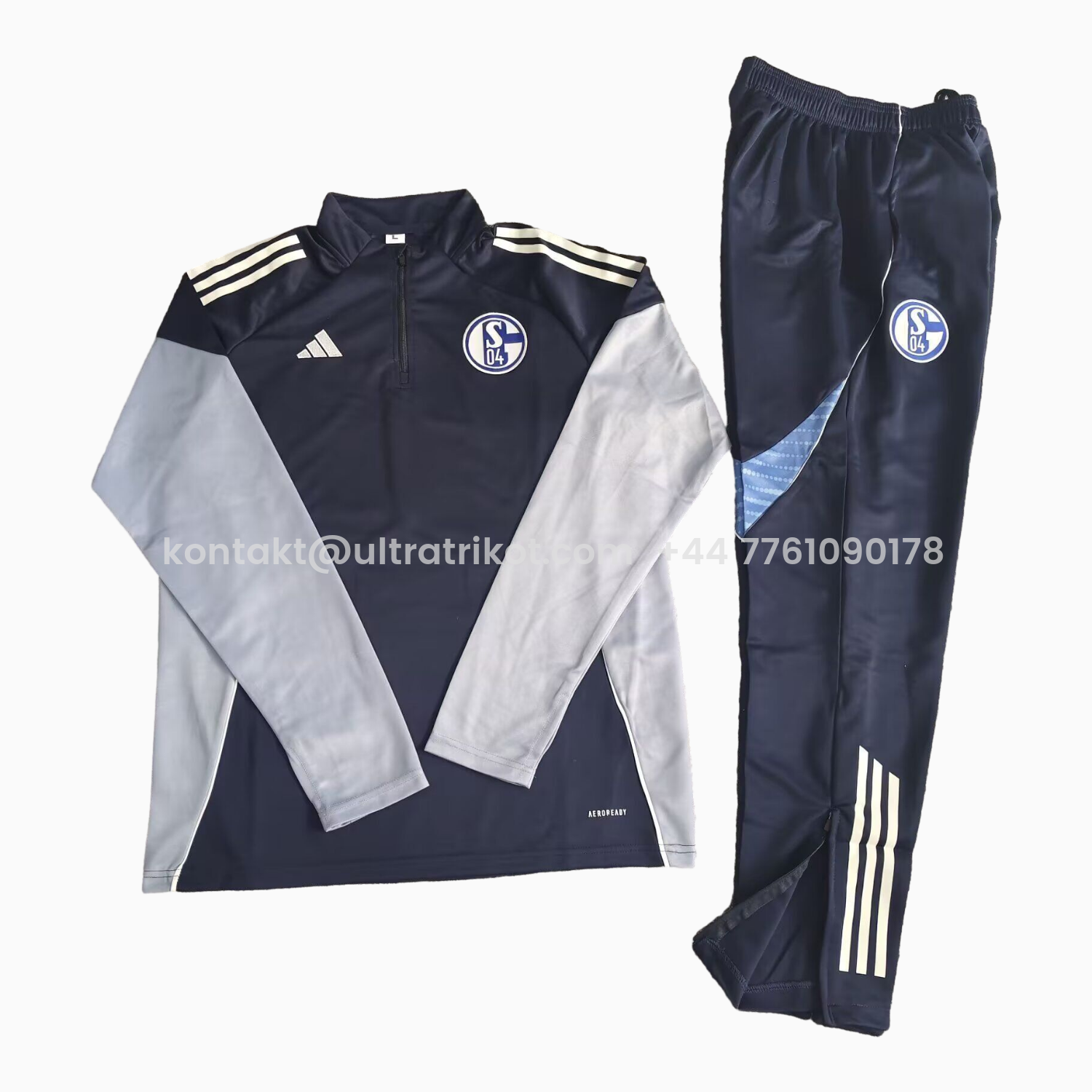 UltraTrikot-Schalke 04 25-26 Long Sleeve Training Set - Deep Blue Top & Deep Blue Pants