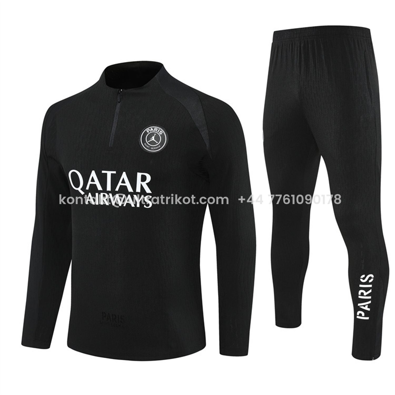 UltraTrikot-Paris Saint-Germain PSG 25-26 Jordan Long Sleeve Training Set - Pure Black Top & Pants