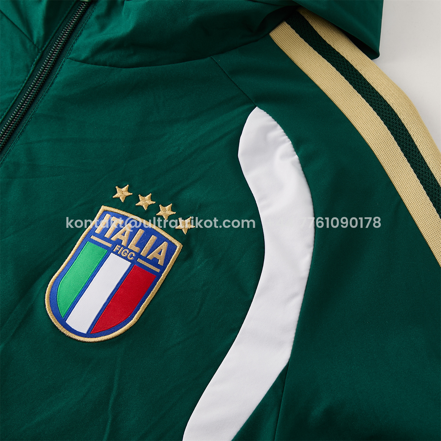 UltraTrikot-Italy 2026 Hooded Windbreaker Training Set - Green Top & Pants