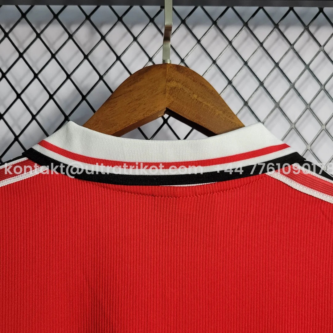 UltraTrikot-Retro Manchester United 98-99 Home Long Sleeve Jersey