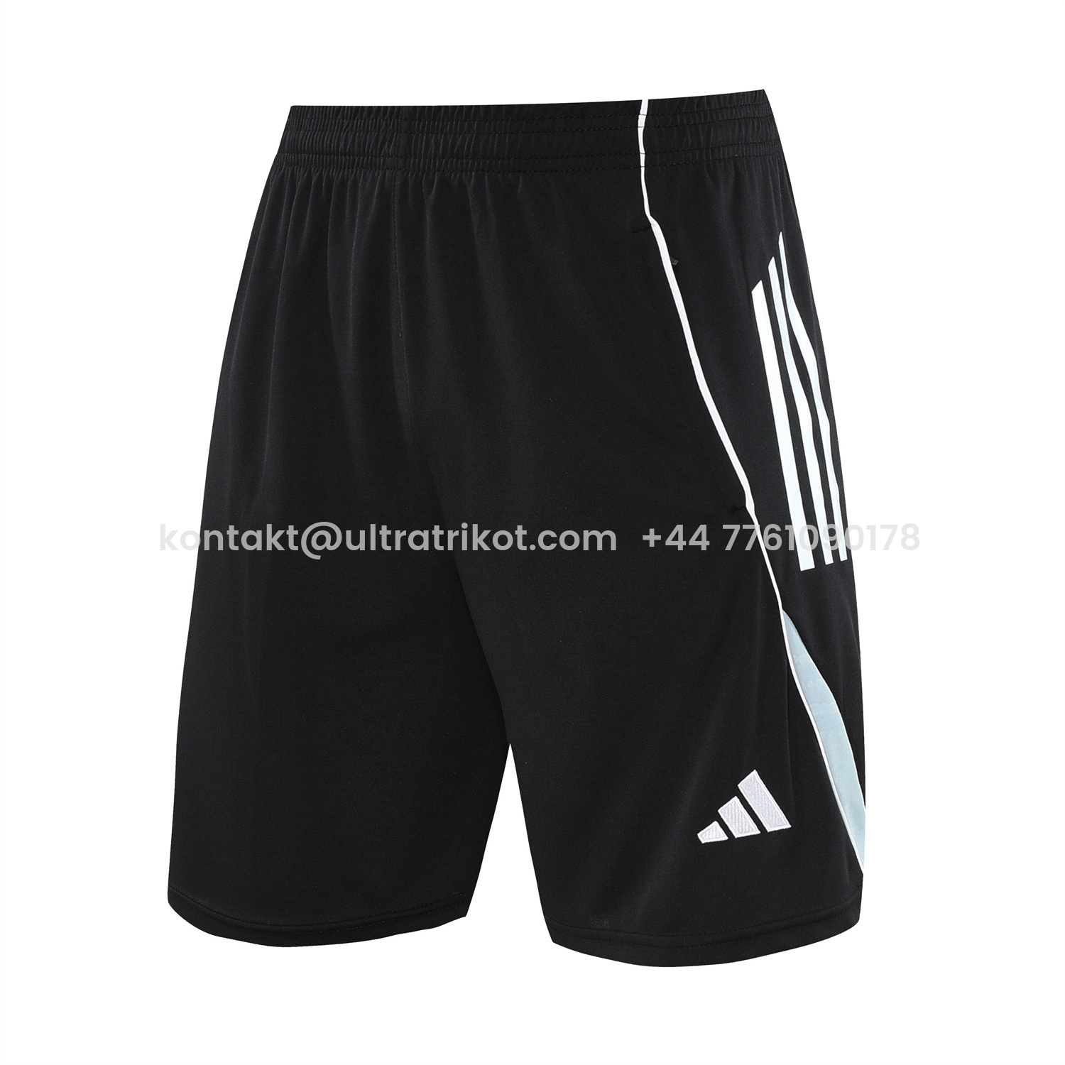 UltraTrikot-INT M.A.M 25-26 Short-Sleeve Training Set - Light Grey Stripes Black Top & Black Shorts
