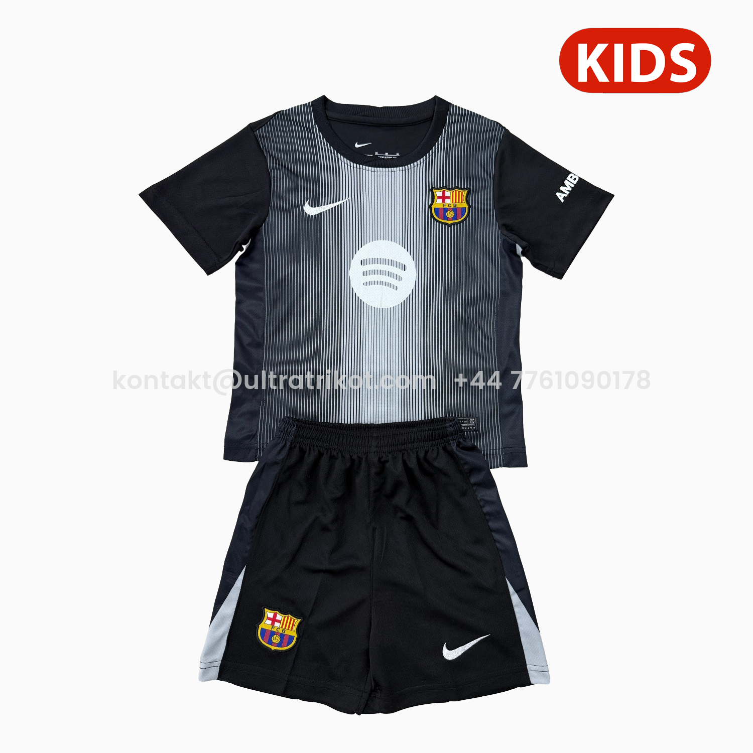 UltraTrikot-Barcelona 25-26 Black Goalkeeper Kids Kit