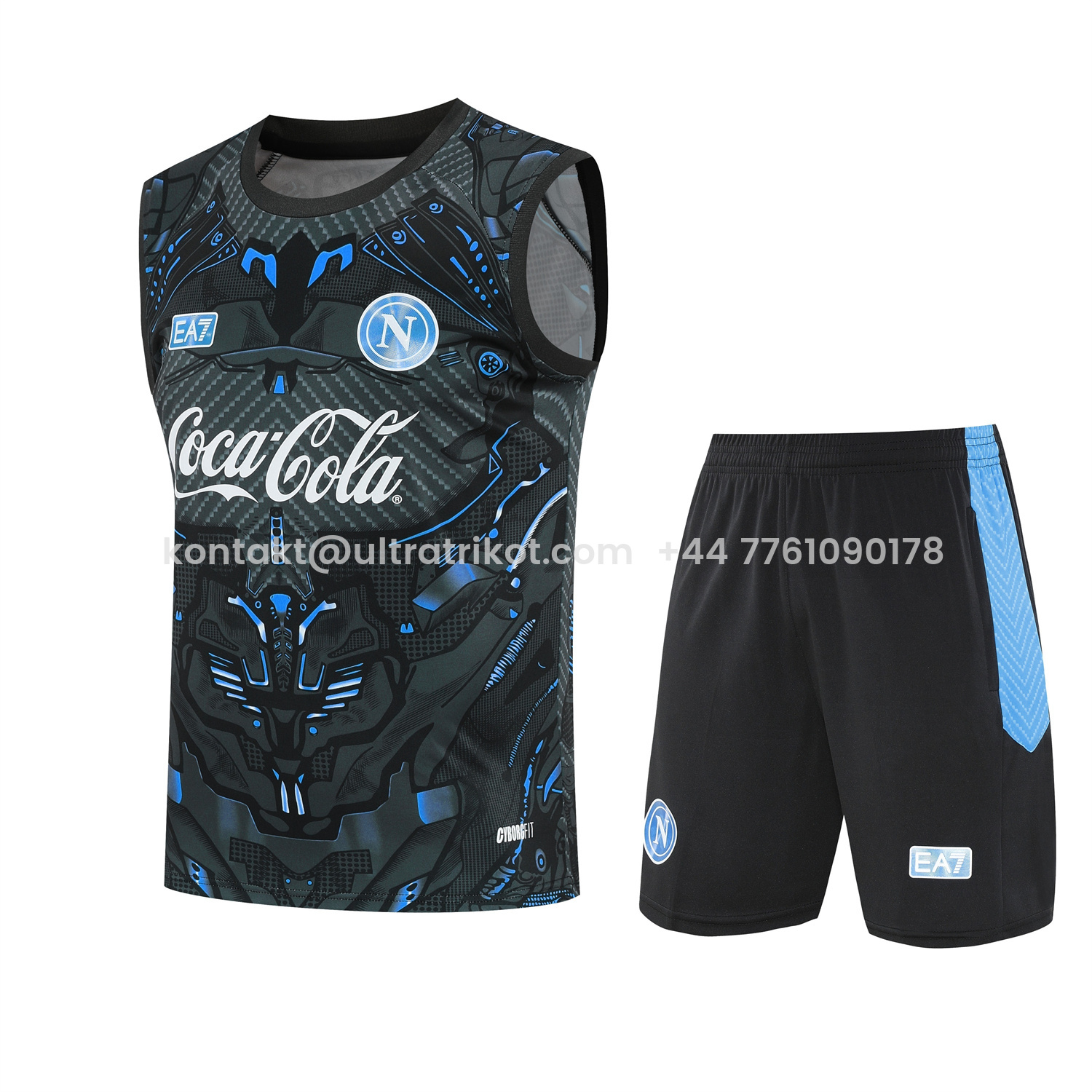 UltraTrikot-Napoli 25-26 Vest Training Set - Black Mecha Vest & Black Shorts