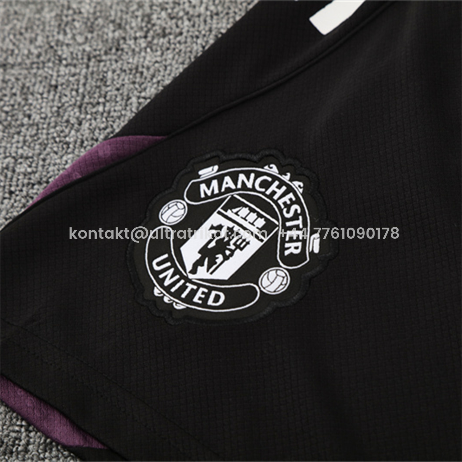 UltraTrikot-Manchester United 25-26 Kids Short-Sleeve Training Set - White Purple Top & Black Shorts