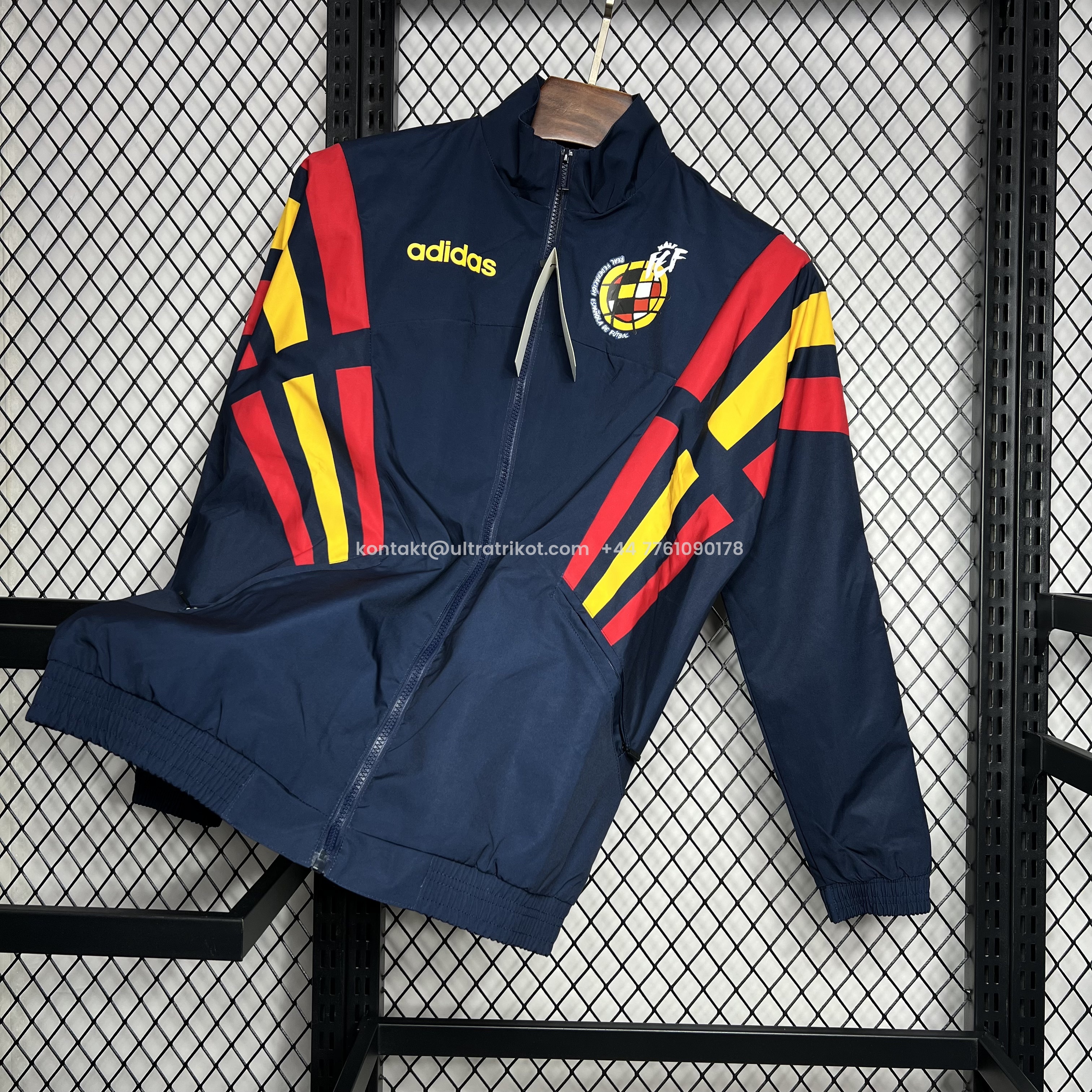 UltraTrikot-Spain 2024 Retro Style Player Windbreaker Jacket - Deep Blue