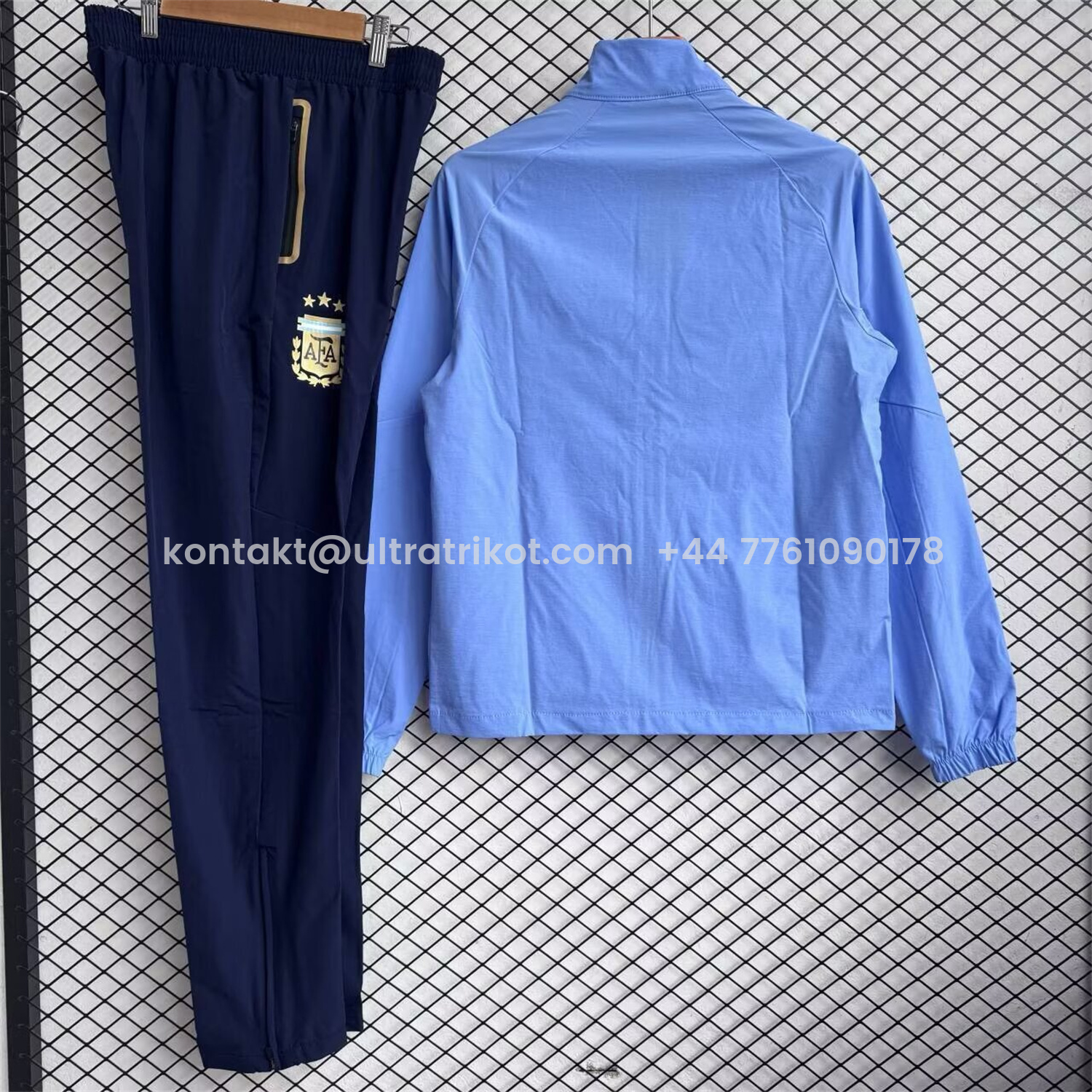 UltraTrikot-Argentina 2026 Windbreaker Training Set - Blue Top and Black Pants