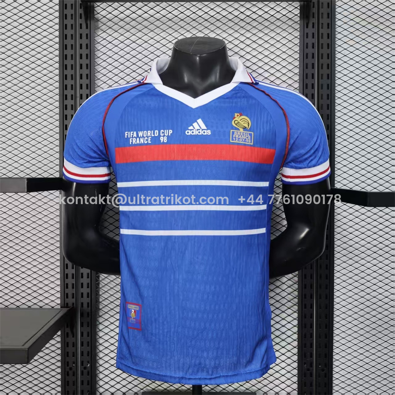 UltraTrikot-Retro France 1998 Home Blue Jersey - Player Version