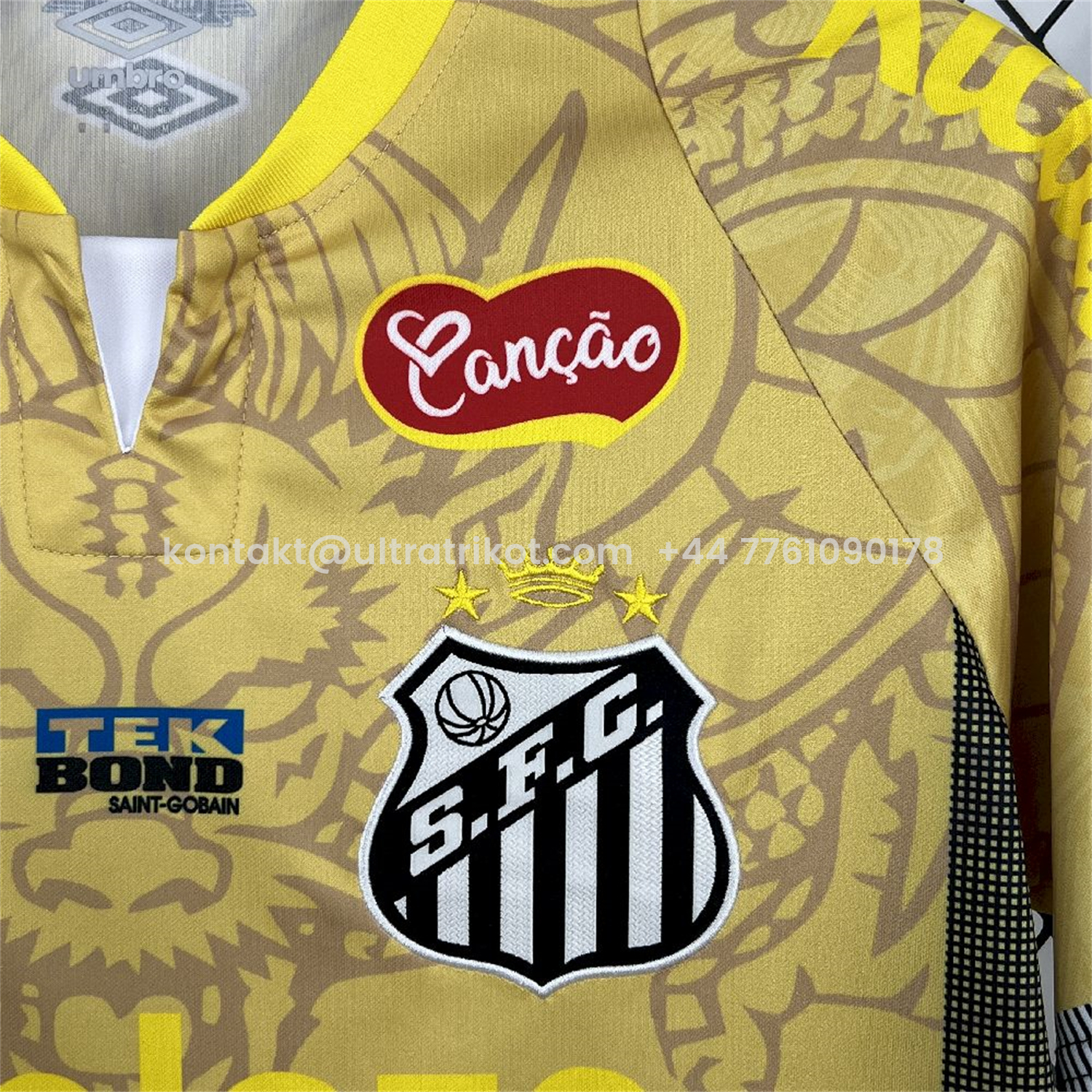 UltraTrikot-Santos 25-26 Yellow Special Jersey with Sponsors - Fans Version