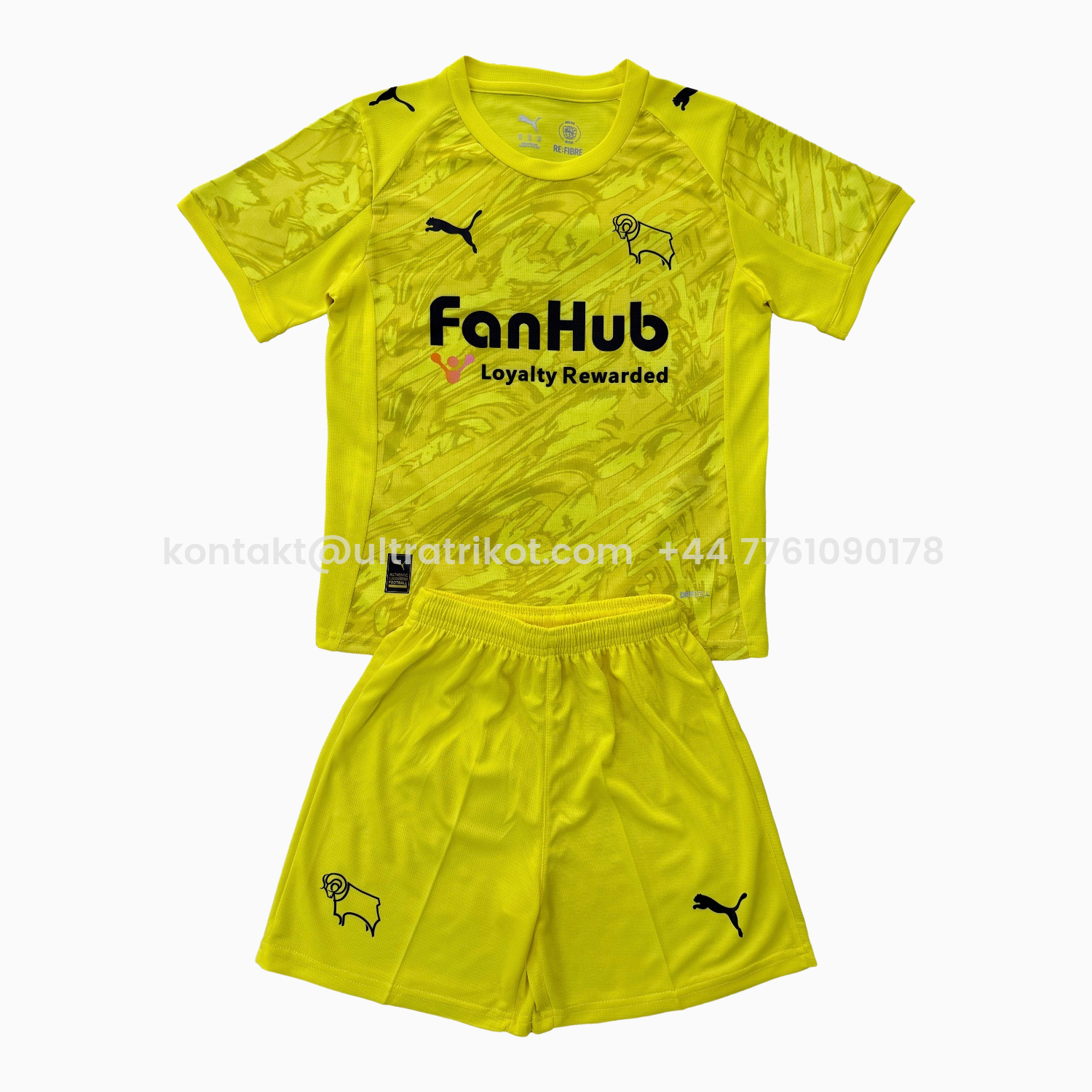 UltraTrikot-Derby County 25-26 Yellow Goalkeeper Kids Kit