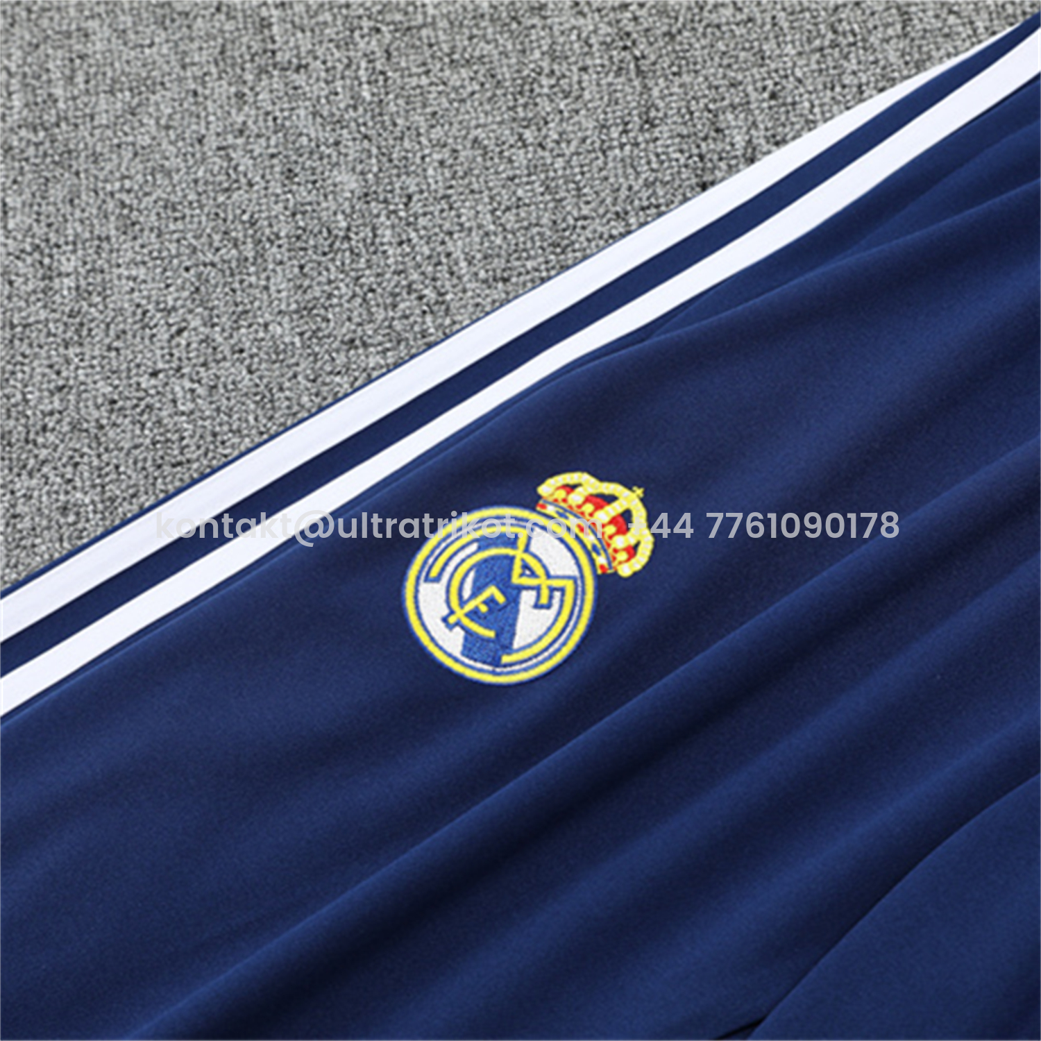 UltraTrikot-Real Madrid 25-26 Kids Long Sleeves Training Set - Green Line White Top and Blue Pants