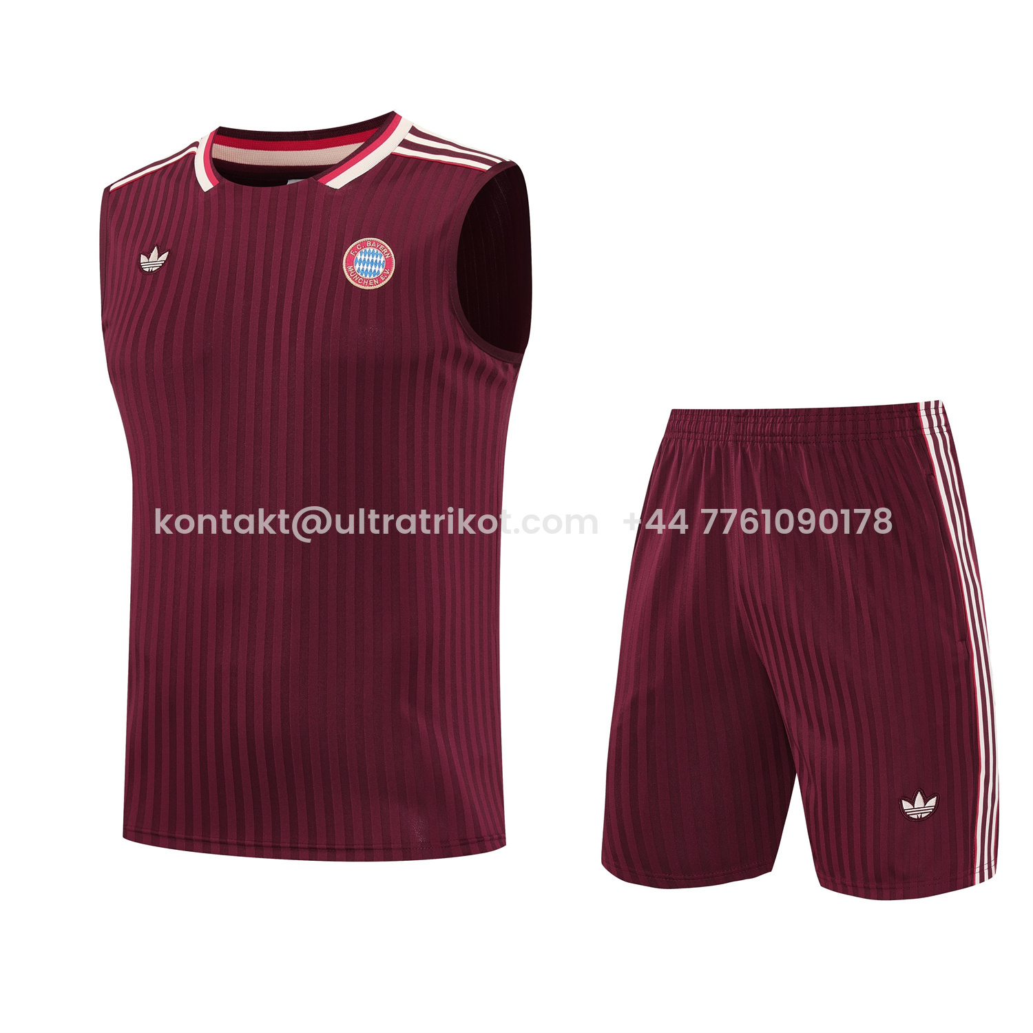 UltraTrikot-Bayern Munich 25-26 Vest Training Set - Wine Red Lines Vest & Wine Red Lines Shorts