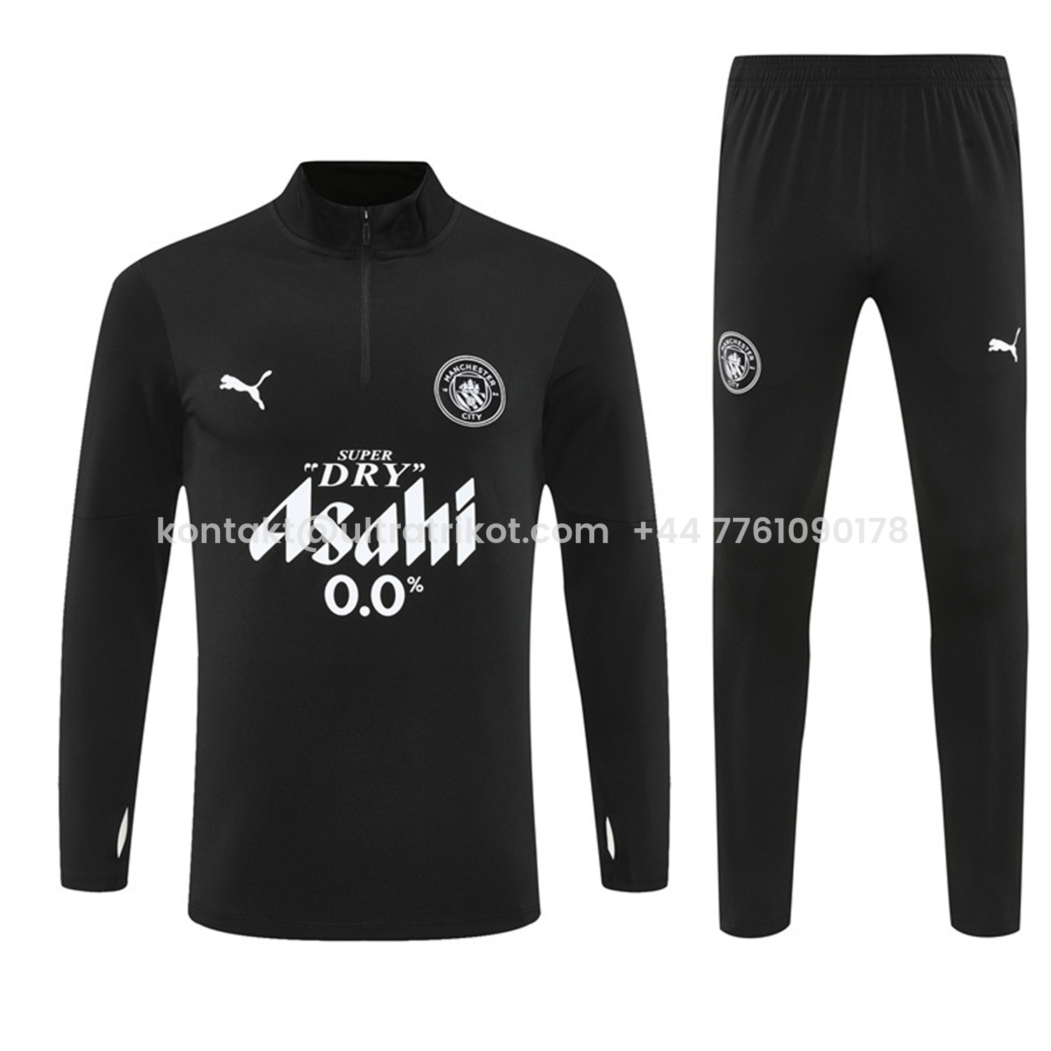 UltraTrikot-Manchester City 25-26 Kids Long Sleeve Training Set - Black Top & Black Pants