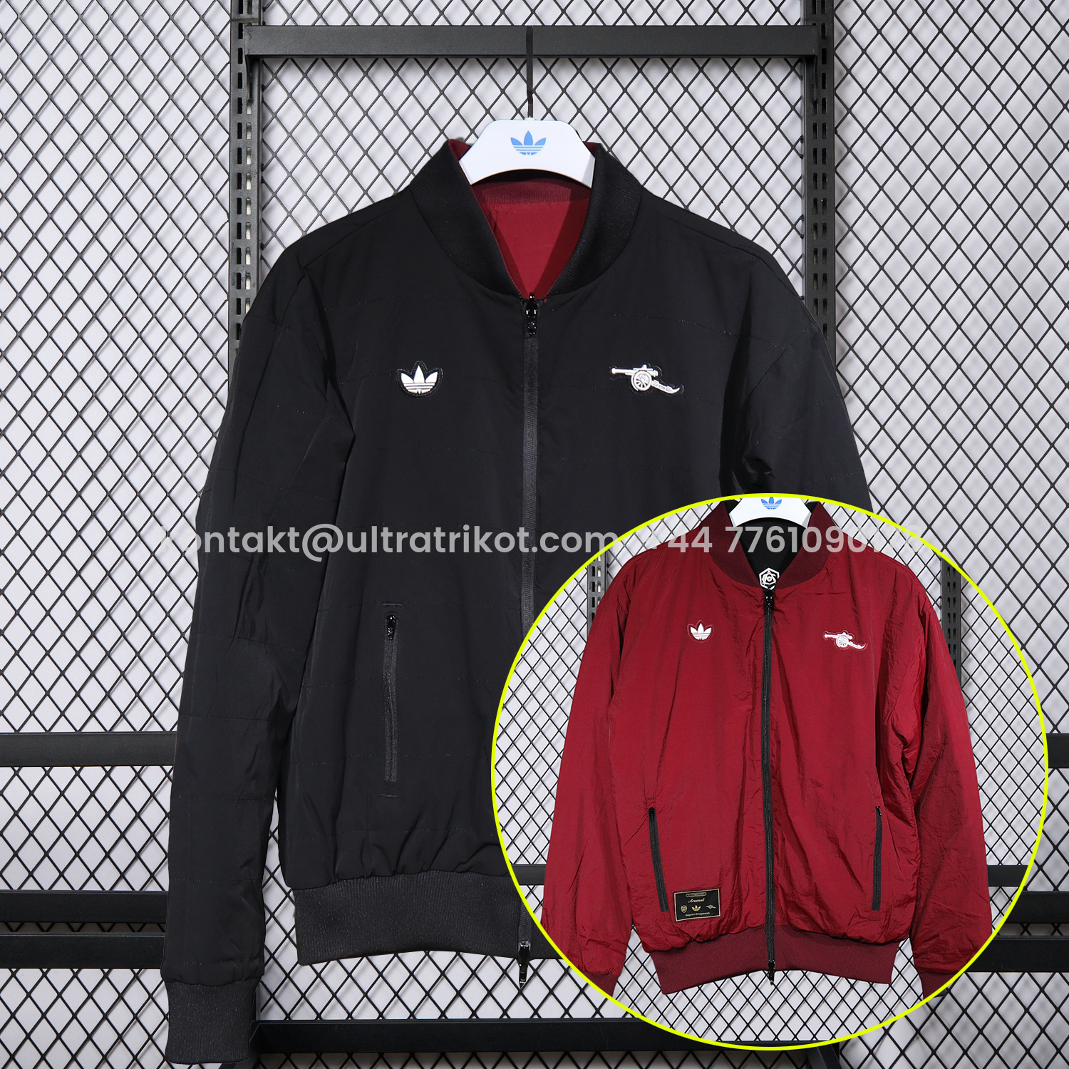 UltraTrikot-Arsenal 25-26 Double Sided Reversible Windbreaker - Black & Red