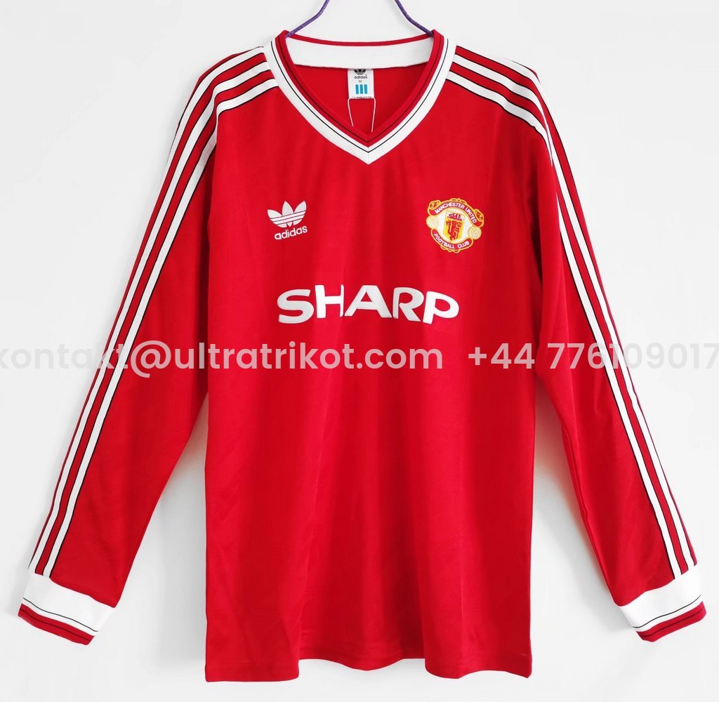 UltraTrikot-Retro Manchester United 86-88 Home Long Sleeve Jersey