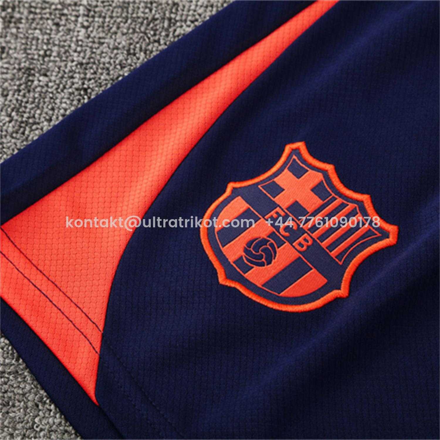 UltraTrikot-Barcelona 25-26 Kids Short-Sleeve Training Set - Orange Top Royal Blue Sponsor & Royal Blue Shorts