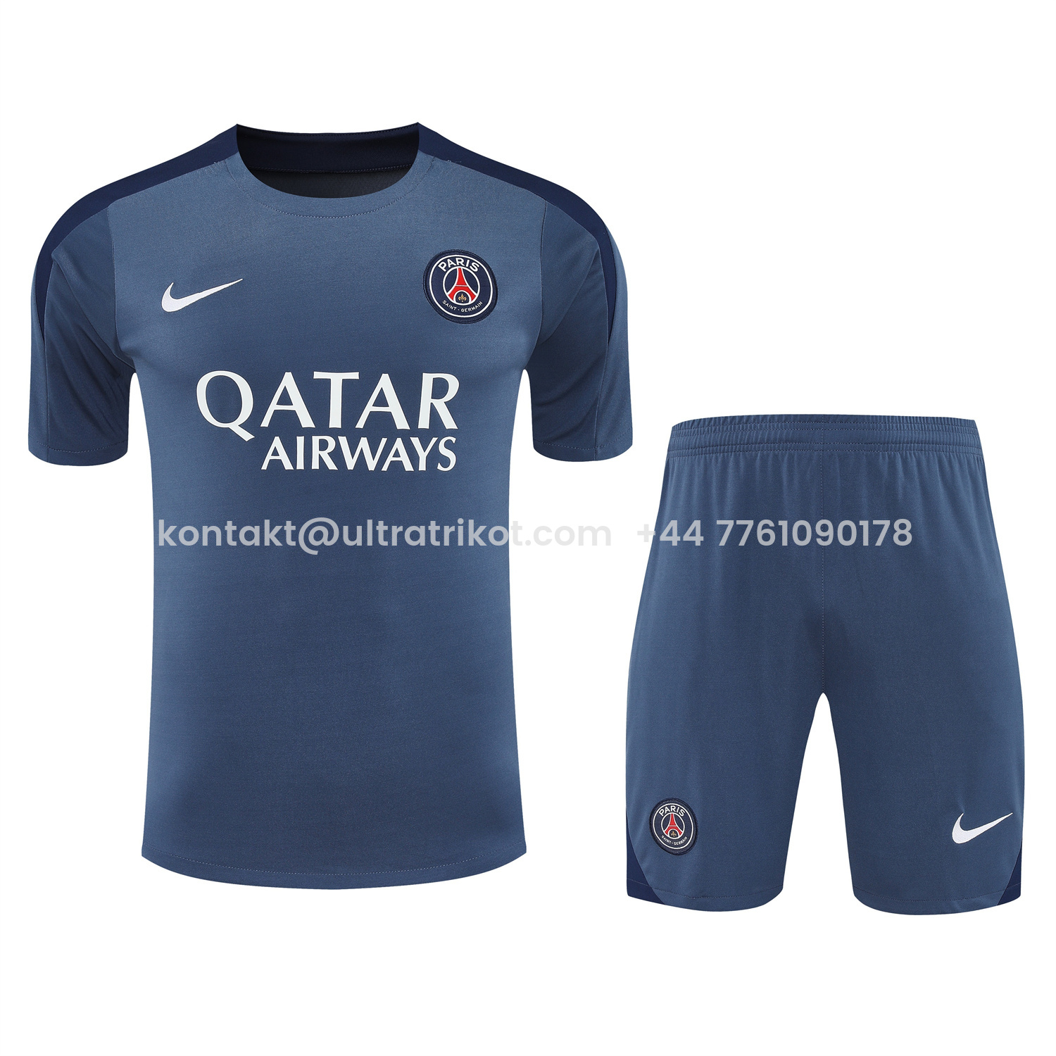 UltraTrikot-Paris Saint-Germain PSG 25-26 Short-Sleeve Training Set - Deep Blue Top & Deep Blue Shorts