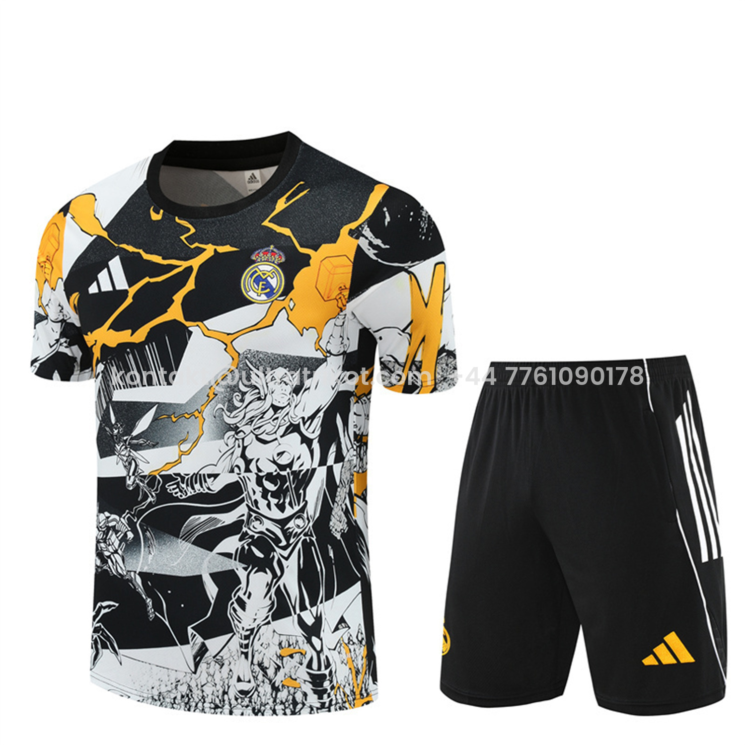 UltraTrikot-Real Madrid 25-26 Thunder Comics Short-Sleeve Training Set - Comic Pattern Top & Shorts