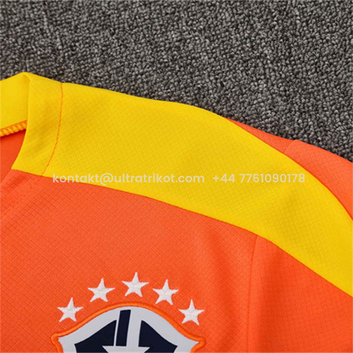 UltraTrikot-Brazil 25-26 Kids Short-Sleeve Training Set - Orange Top & Black Shorts