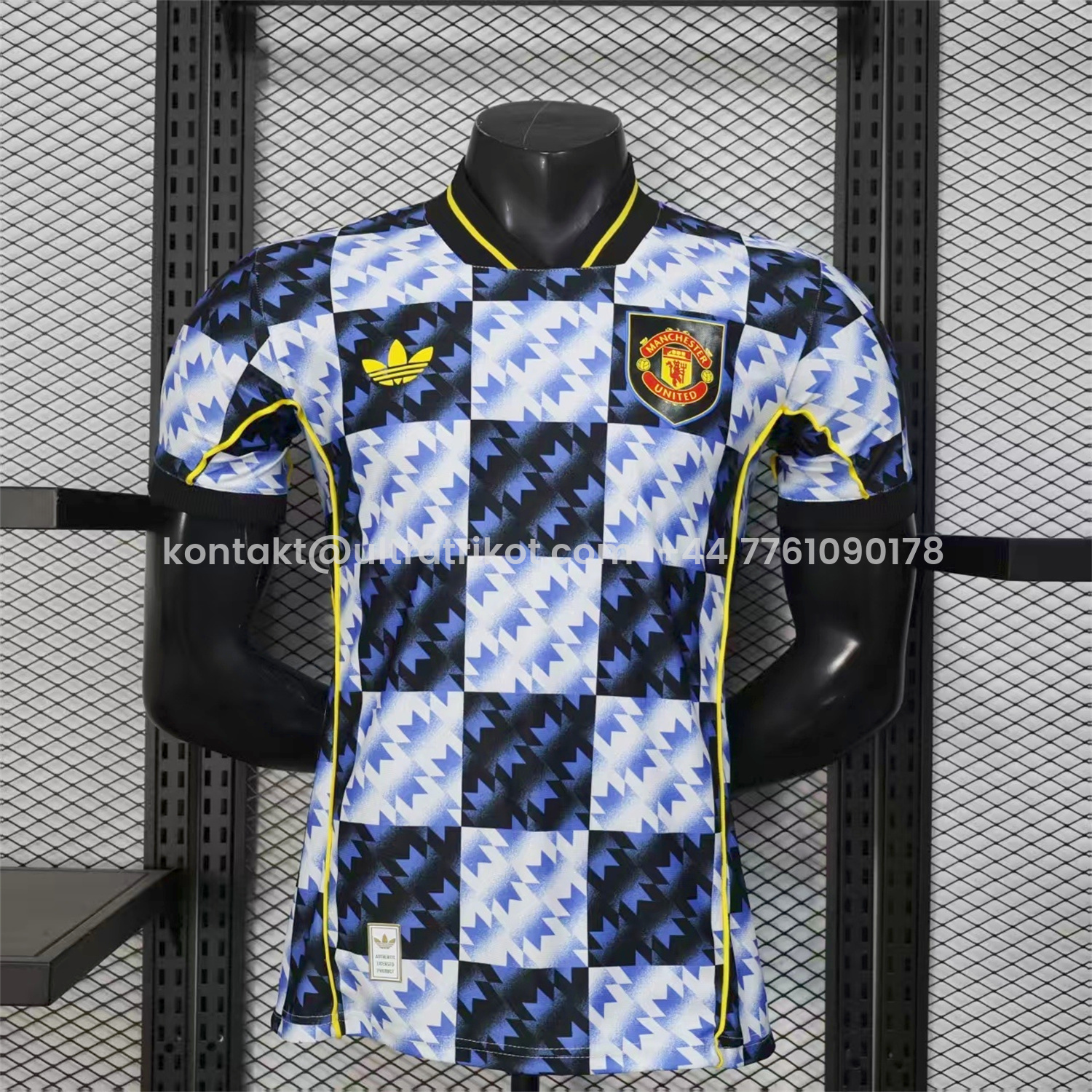 UltraTrikot-Manchester United 25-26 Blue And Black Checkerboard Special Jersey - Player Version